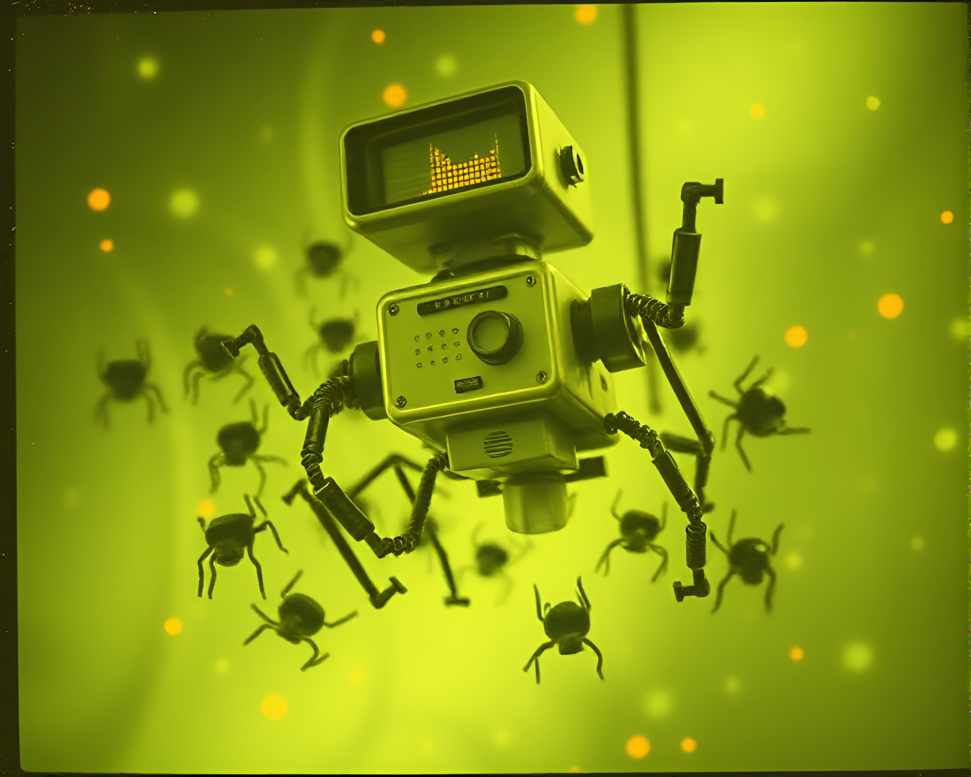 Nanobot Swarm in Vintage Thermal Stippling Art – free AI stock image