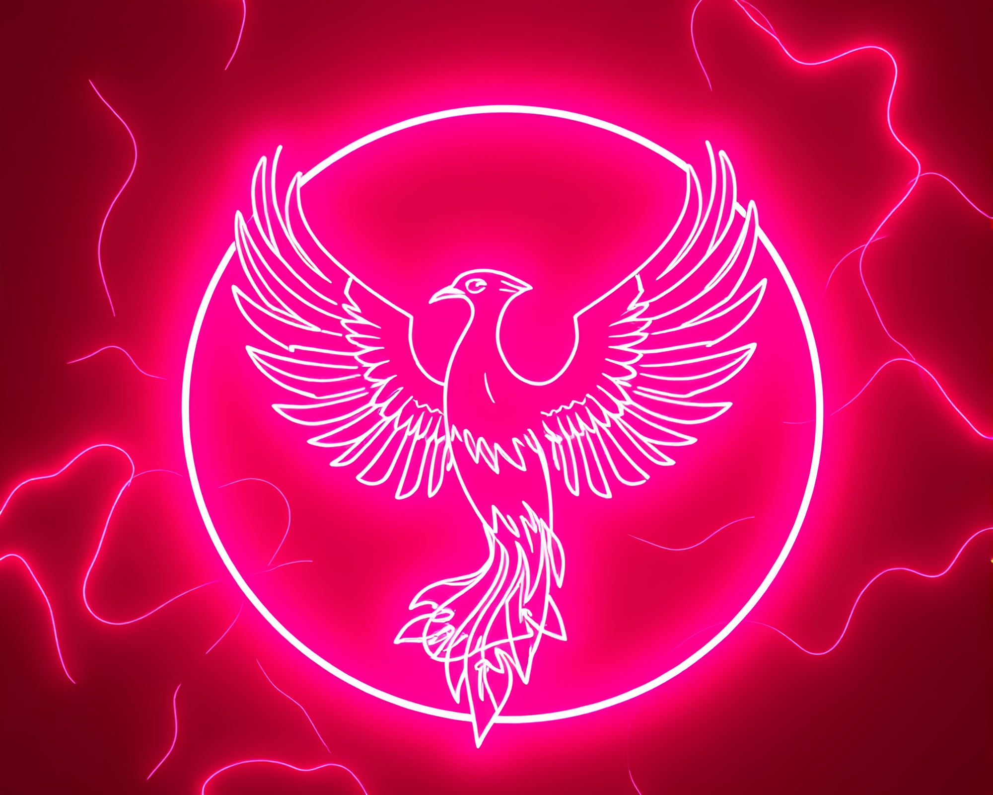 Neon Wireframe Phoenix in Rose Gold Retrowave Style – free AI stock image
