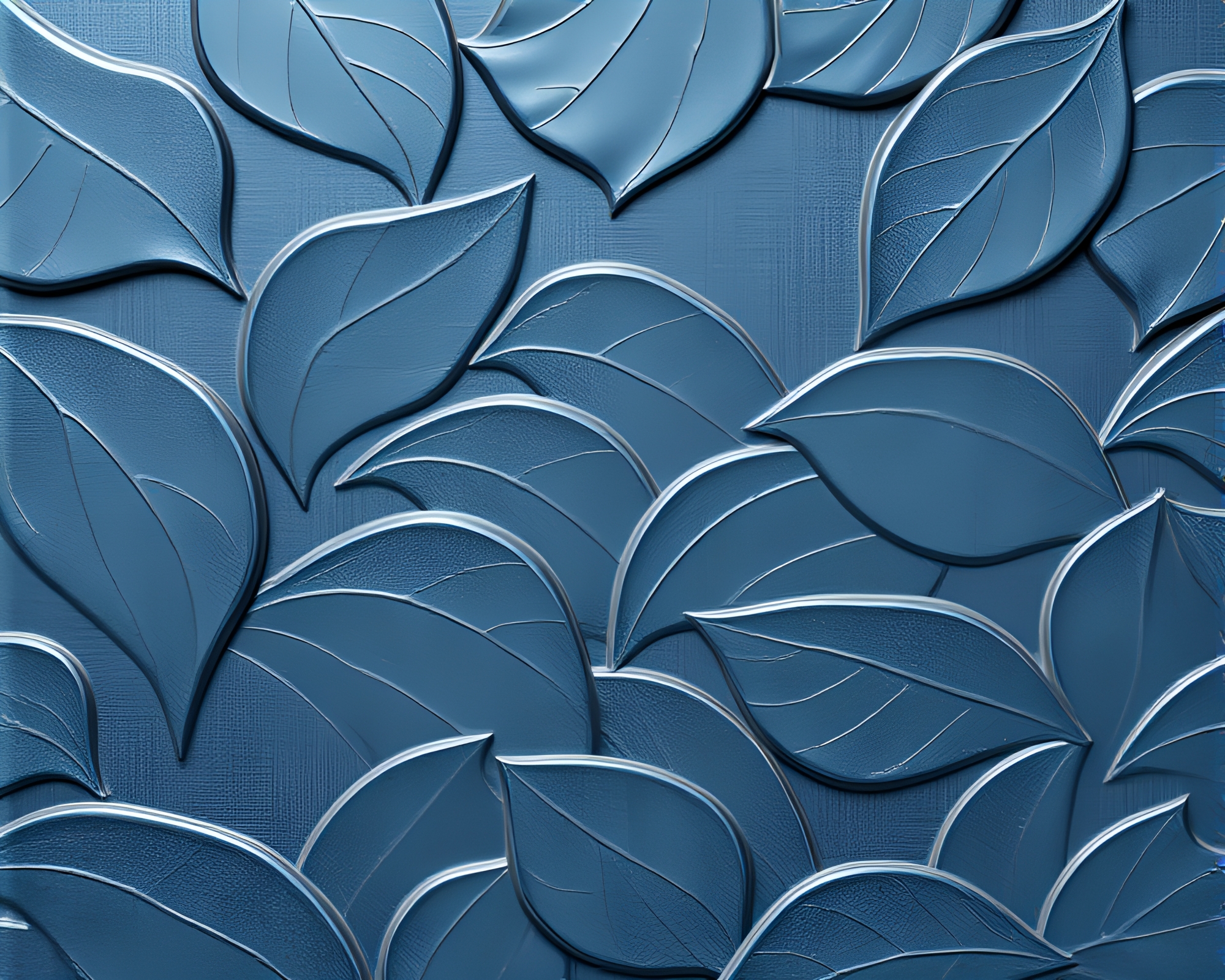 Zen Garden Leaf Vein Pattern in Steel-Blue CGI – free AI stock image