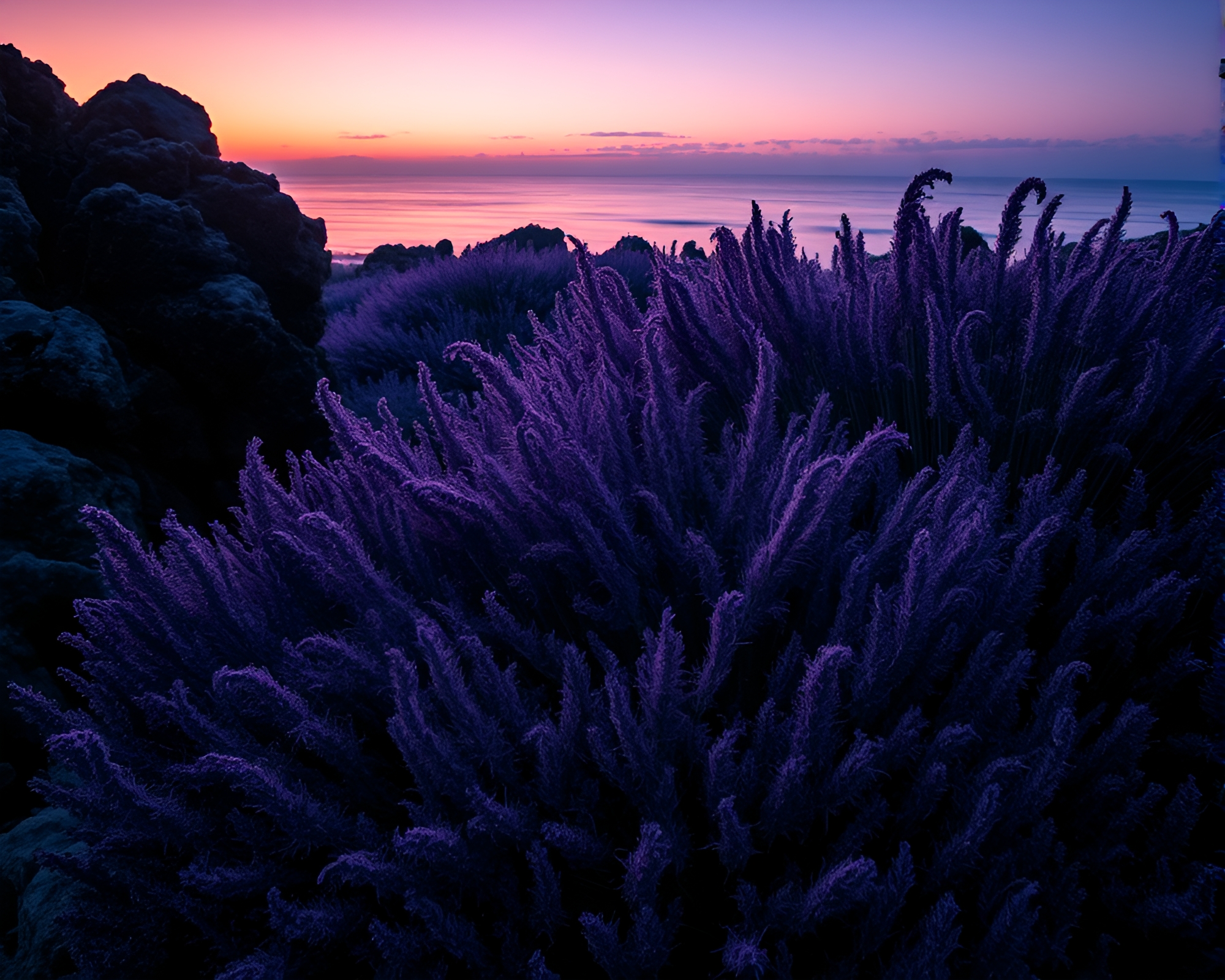 Twilight Reef Glows with Feathered Dusting – free AI stock image
