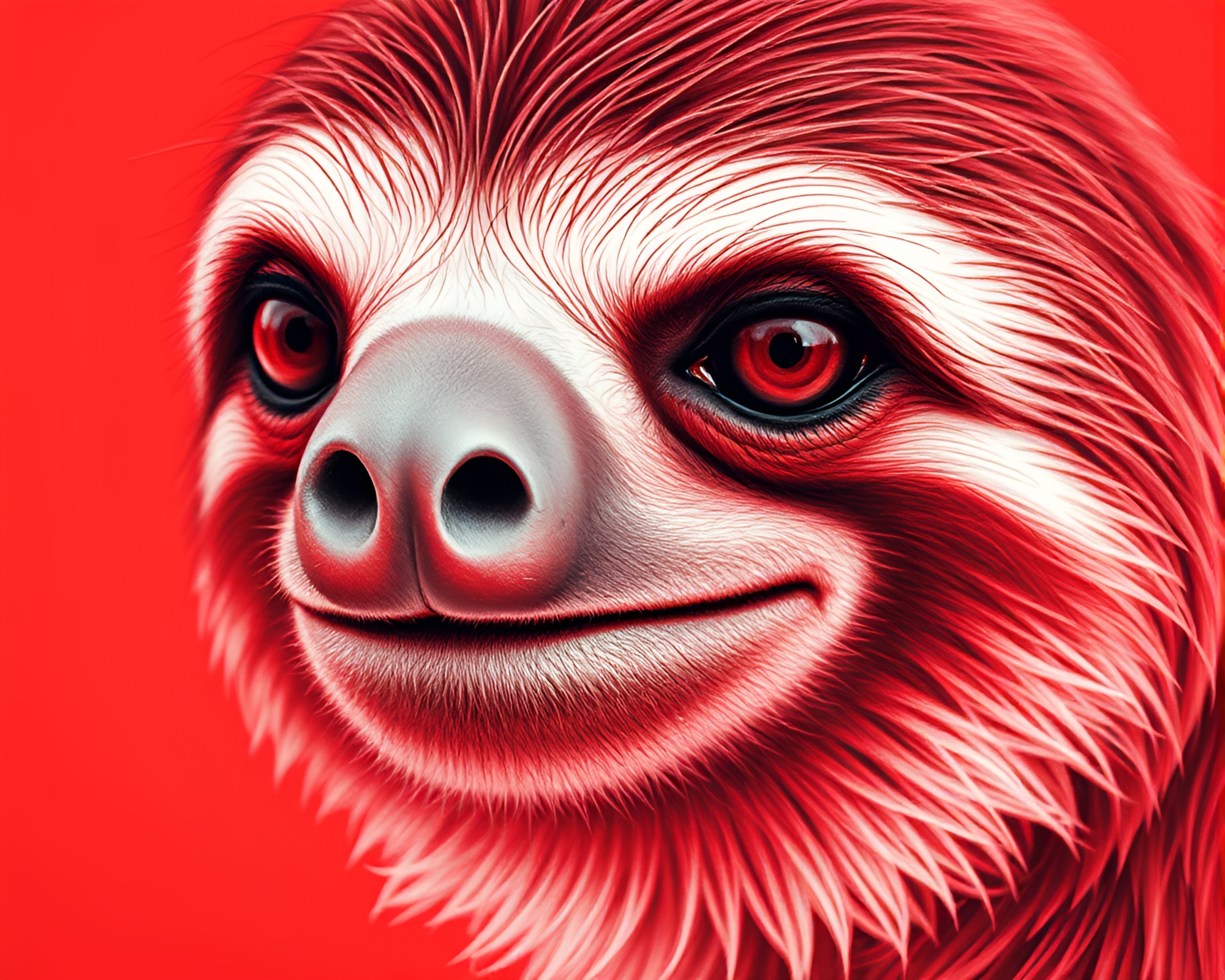 Sloth’s Monochrome World: Pastel Close-Up Drawing – free AI stock image