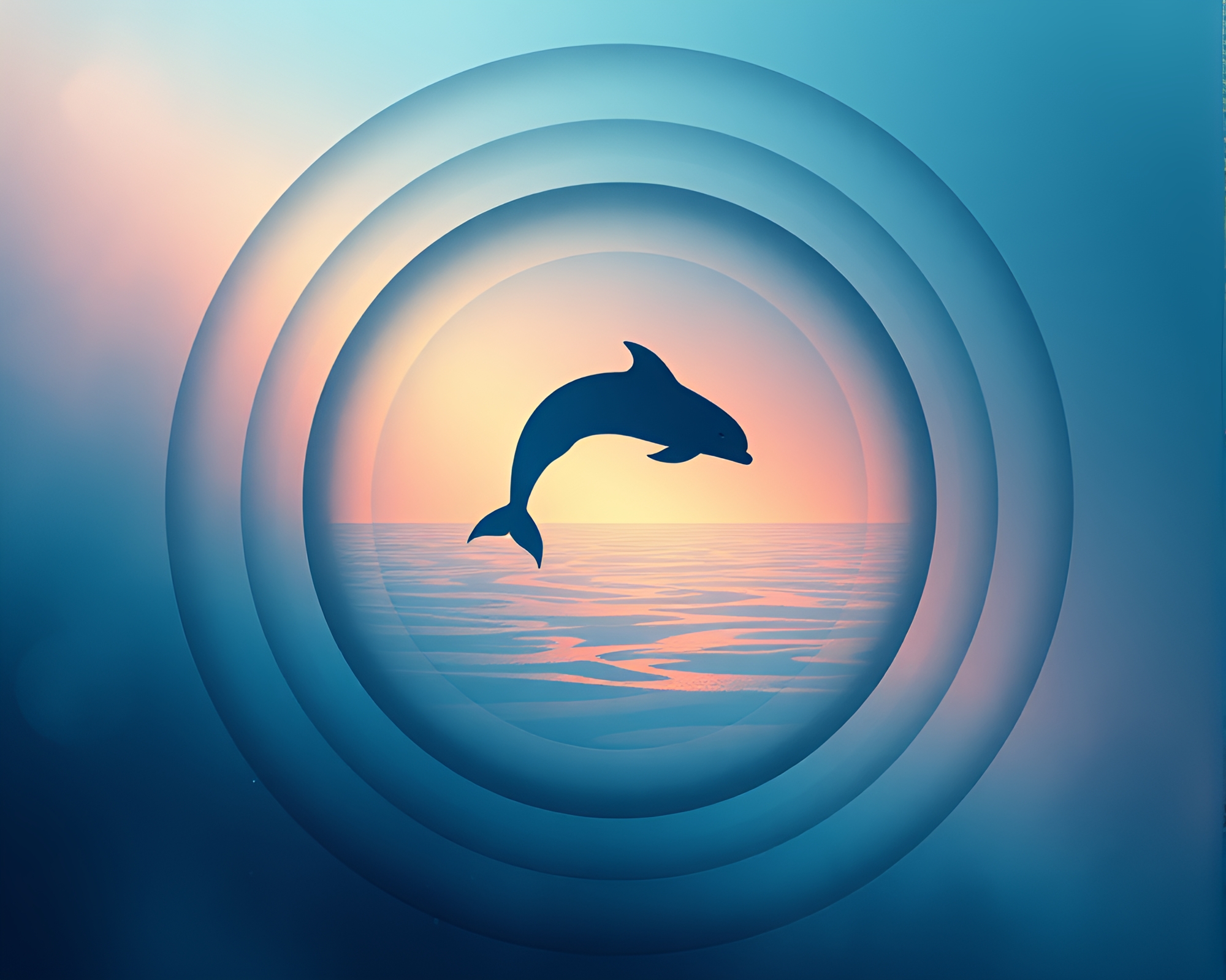 Planetary Pastel Silhouette of Amazon River Dolphin Rings – free AI stock image