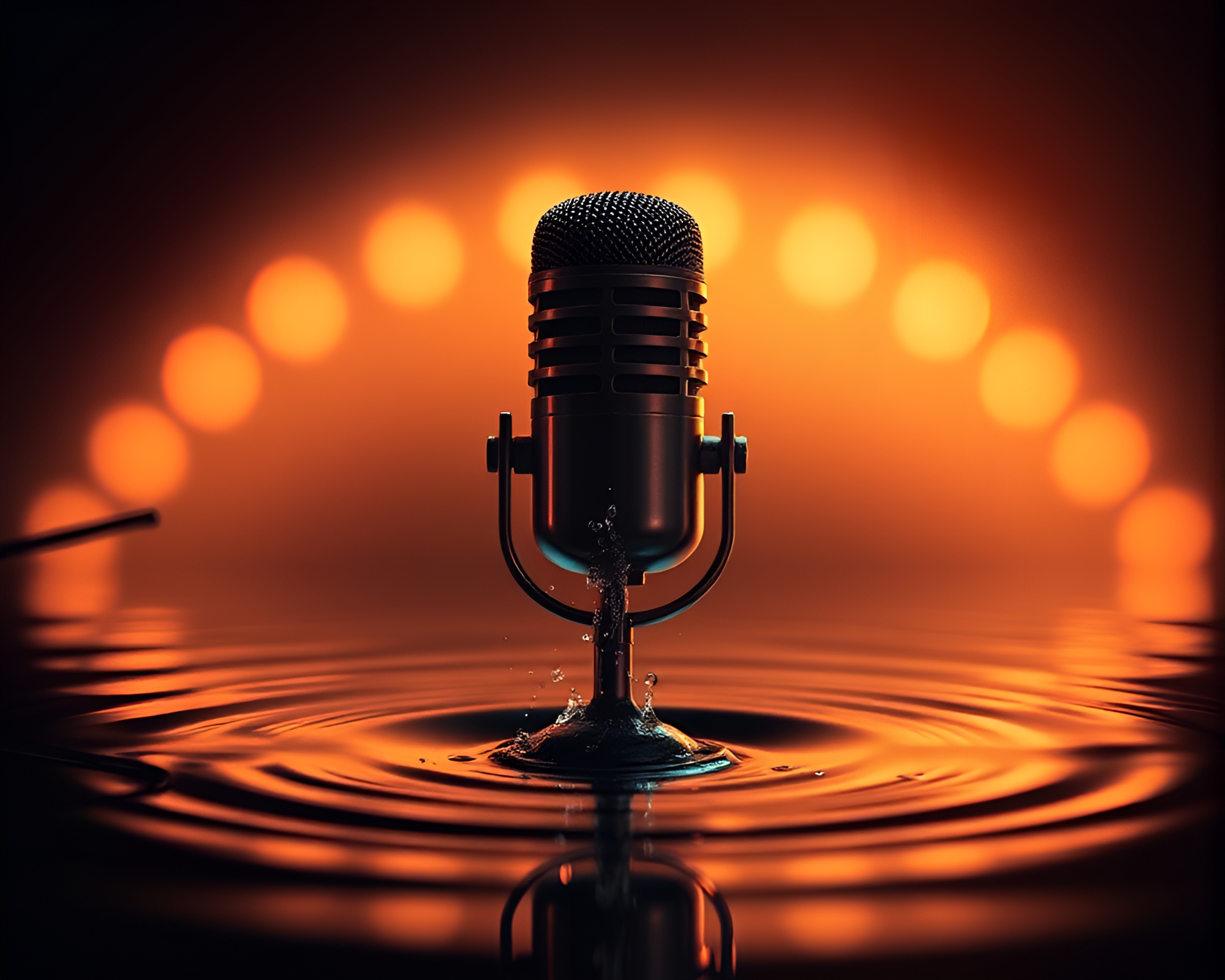 Ethereal Water Distortion: Phantom Microphone – free AI stock image