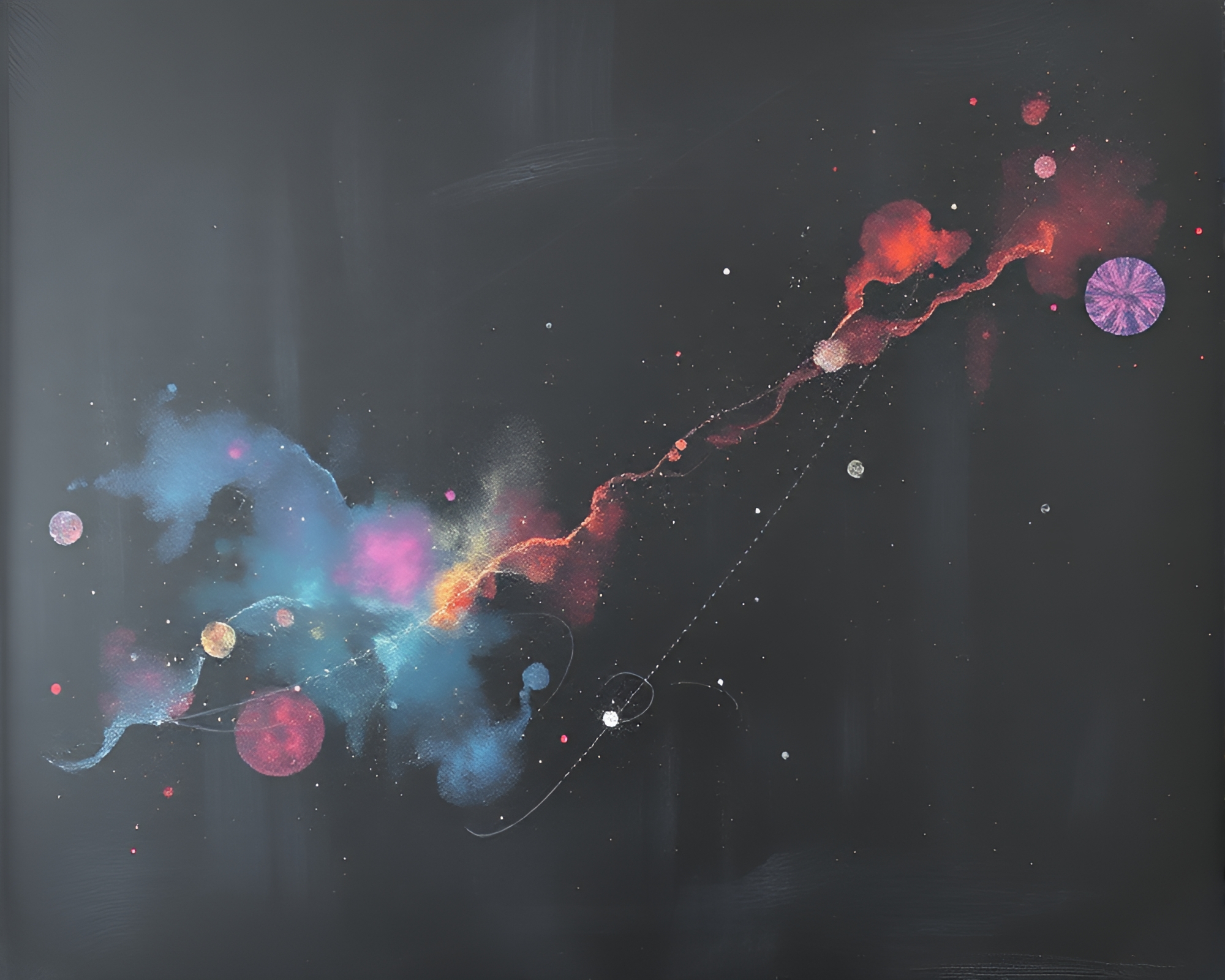 Celestial Chalkboard Nebula in Grisaille Jewel Tones – free AI stock image