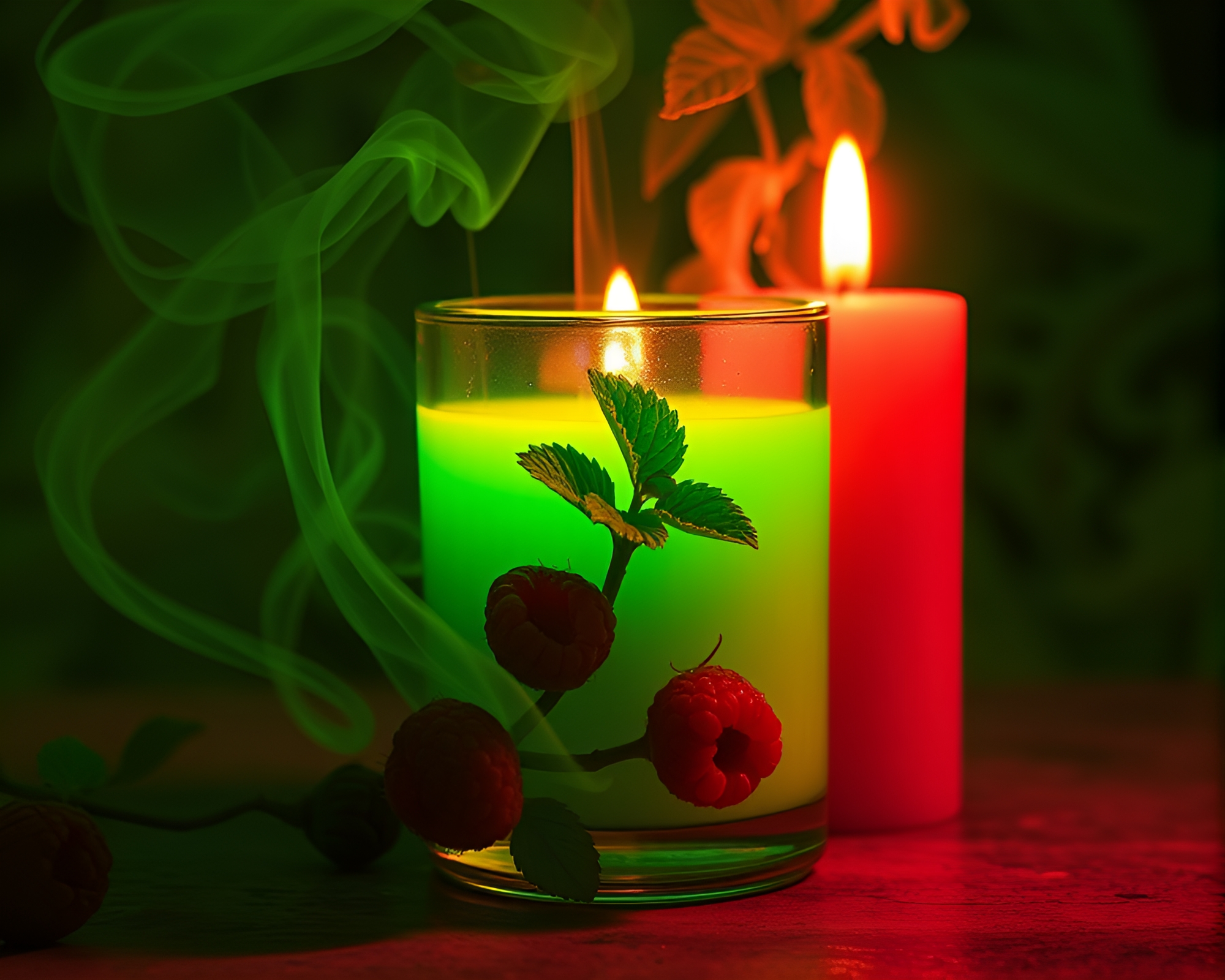 Mint Green Raspberry Dreams Thermal Candle Smoke – free AI stock image