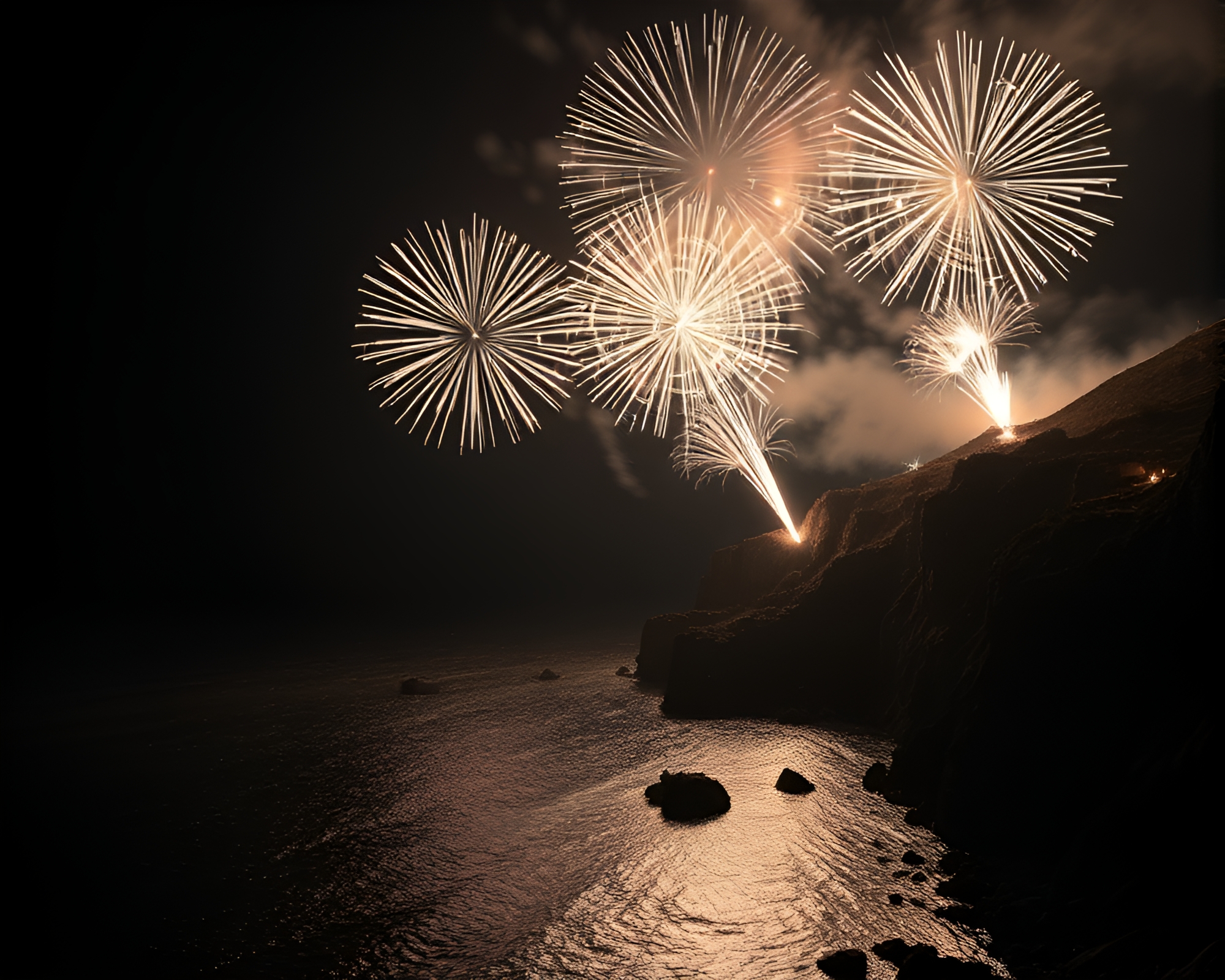 Illuminated Hydra amidst X-ray Fireworks at Cliffside – free AI stock image