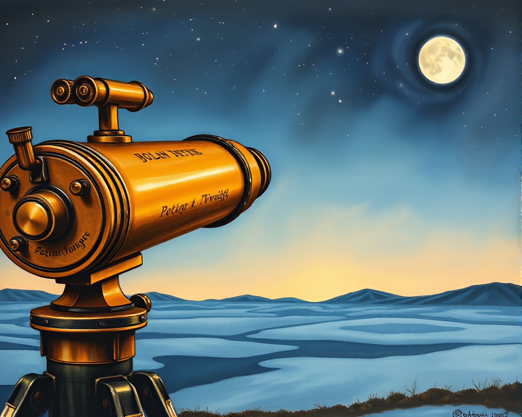 Vintage Telescope Engraved with Intricate Details in Polar Twilight – free AI stock image