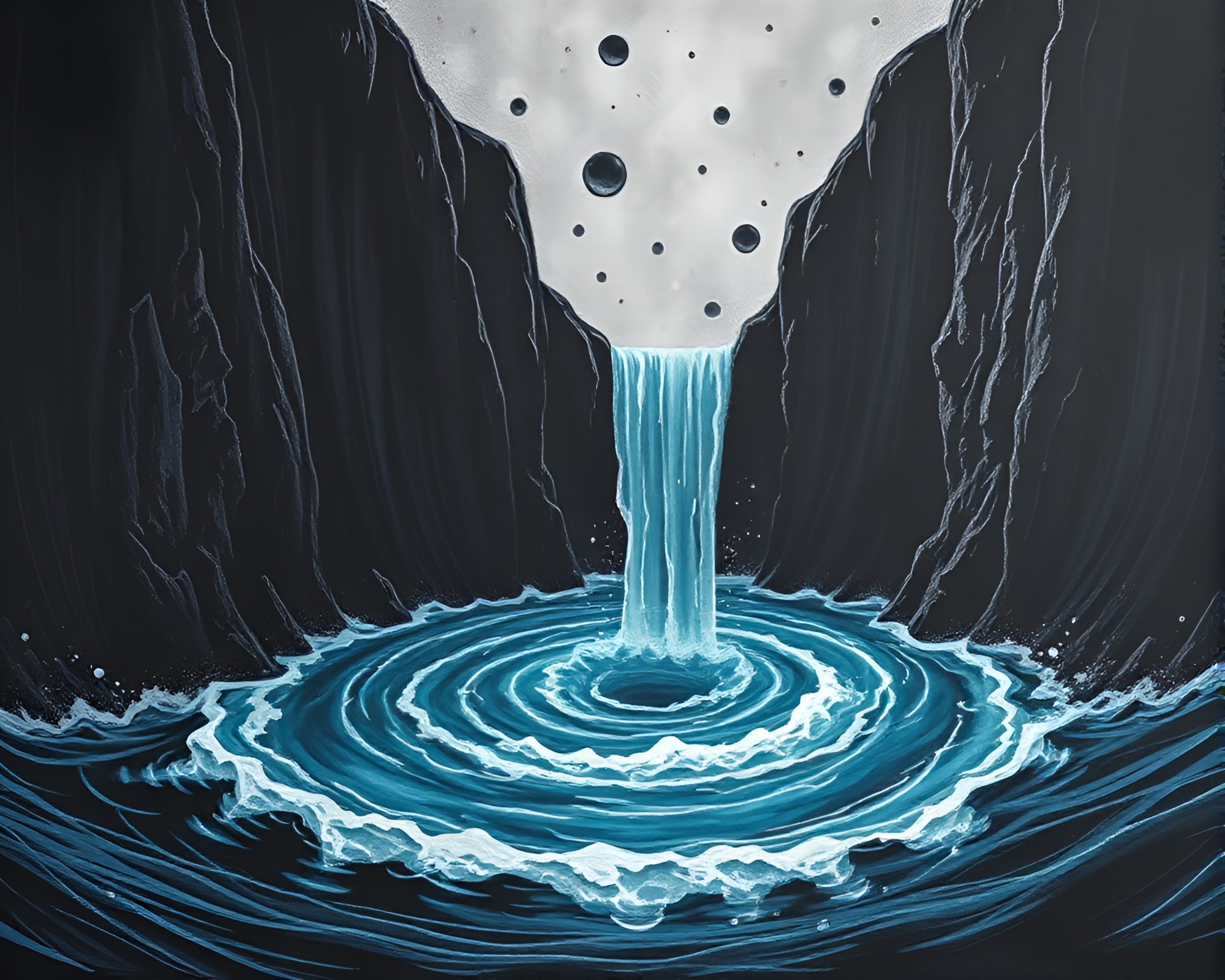 Interdimensional Water Whirlpool Portal on Cliffside – free AI stock image