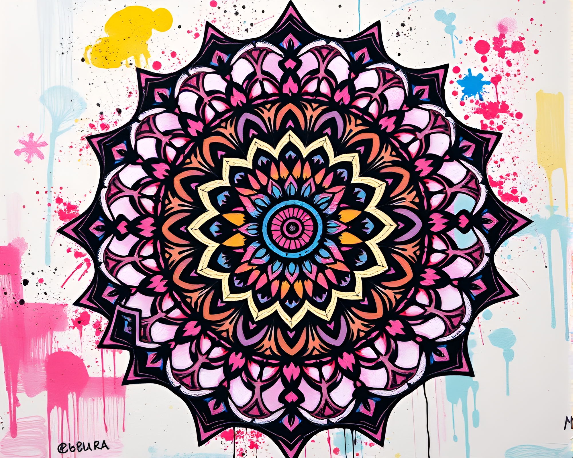 Écorché Mandala: Pastel Graffiti Universe – free AI stock image
