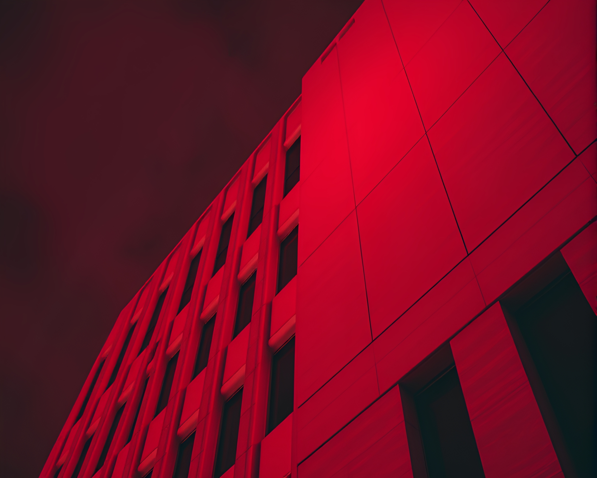 Infrared Brutalist Building with Embroidered Details – free AI stock image