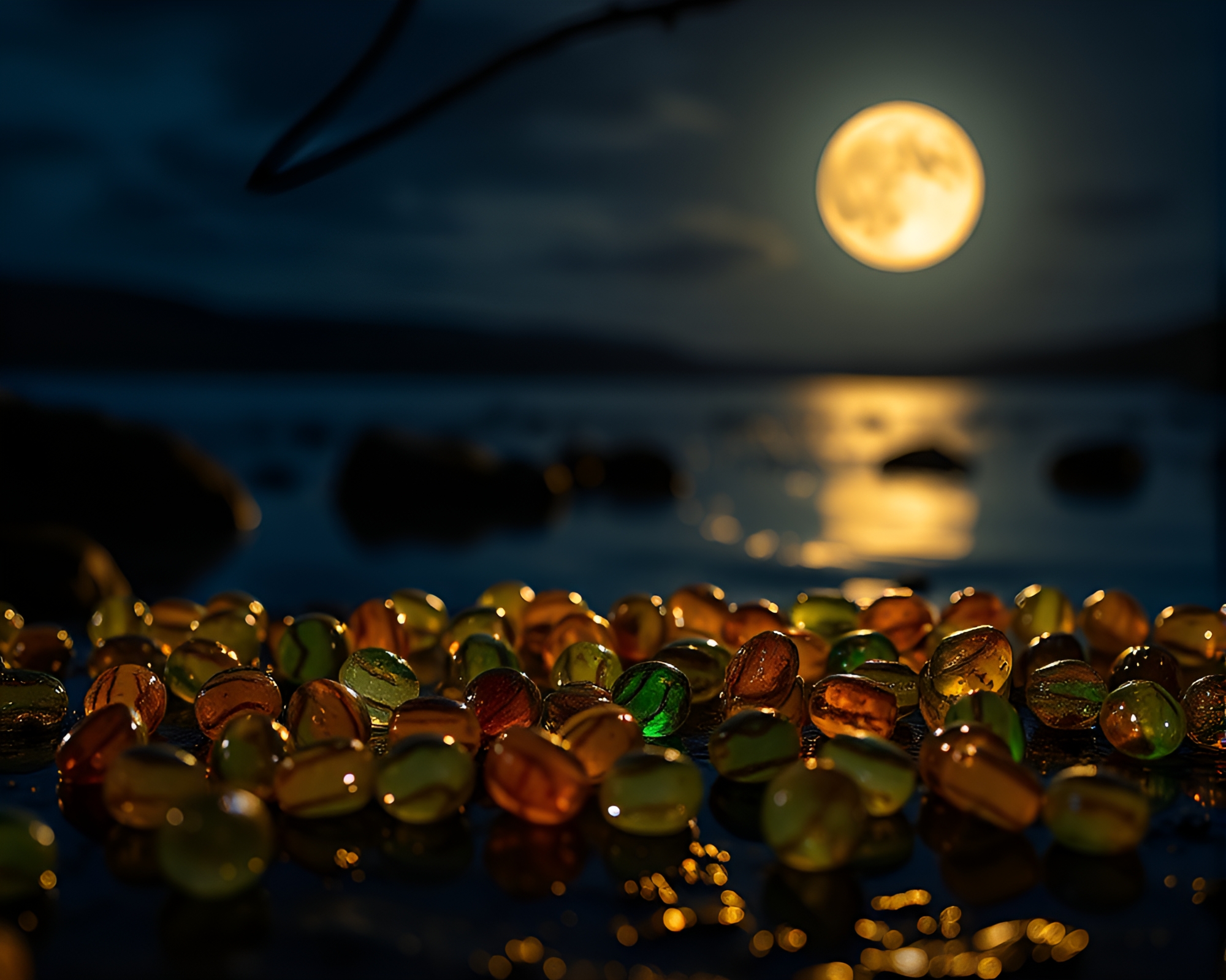 Moonlit Rustic Pottery with LED Art – free AI stock image