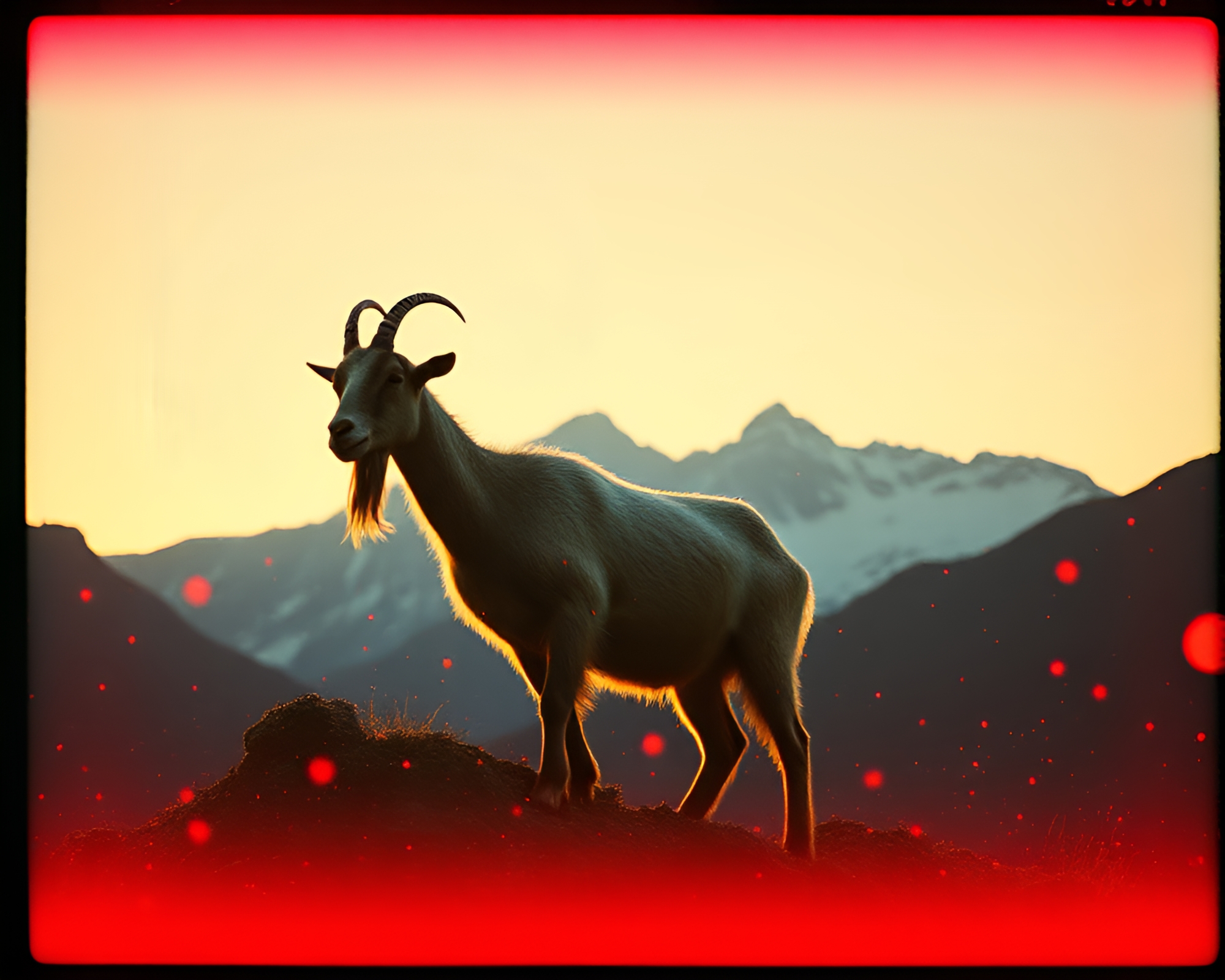 Pixelated Mountain Goat in Film Strip Light – free AI stock image