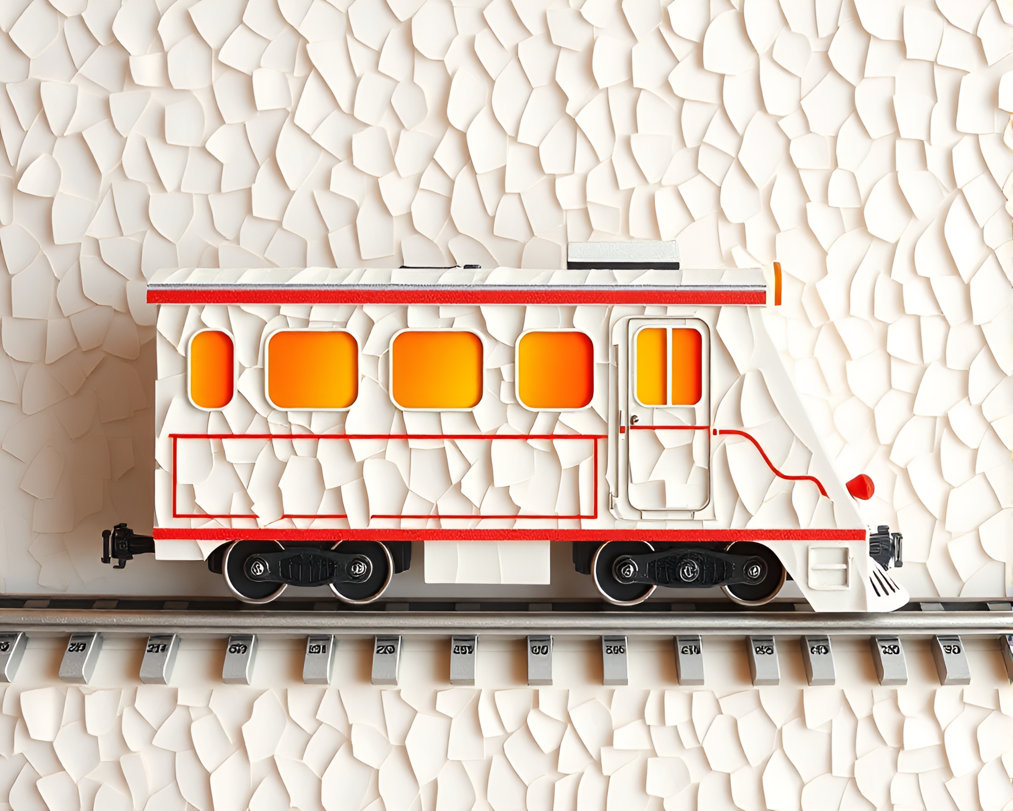 Magnetic Levitation Train on Paper Mosaic Background – free AI stock image