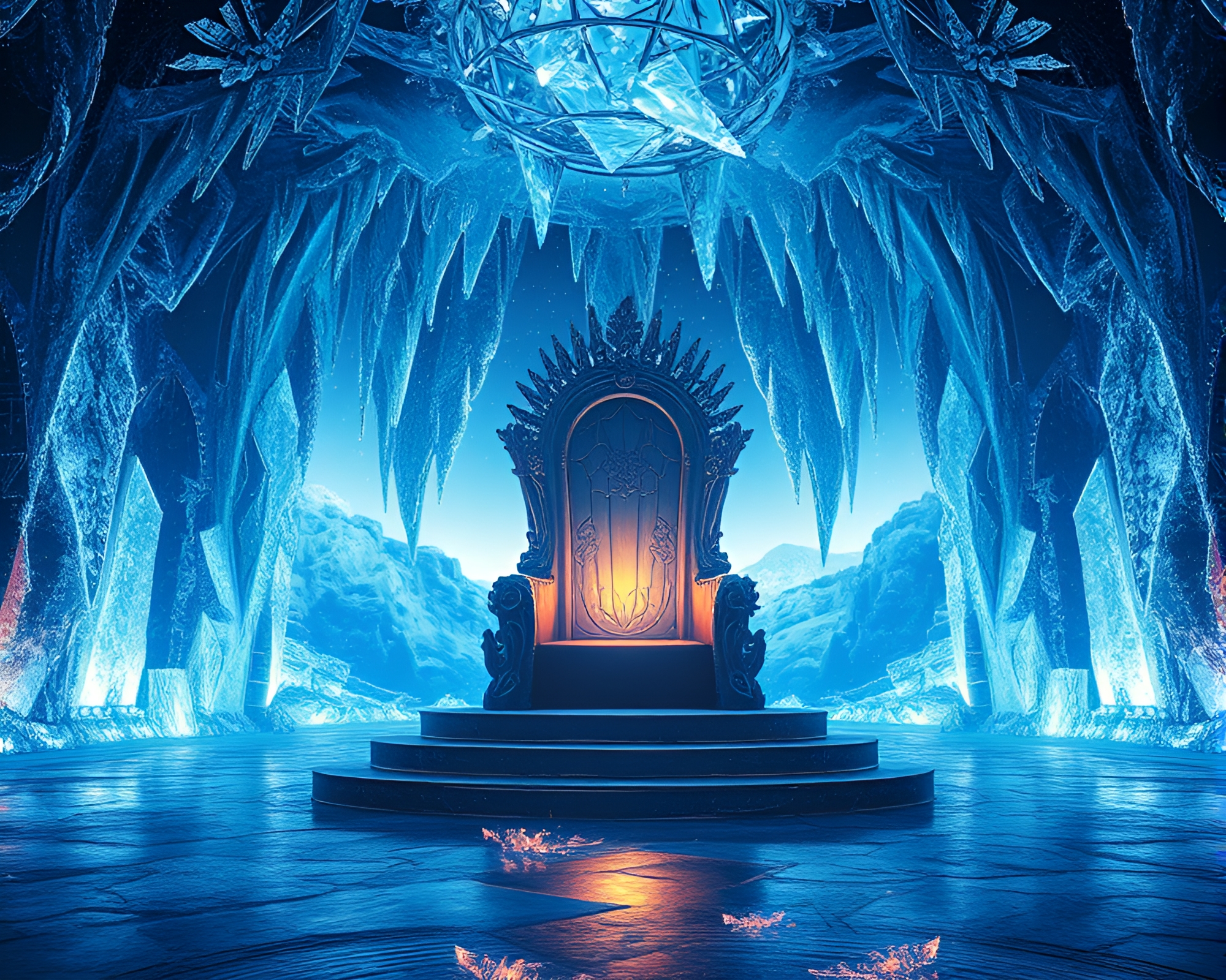 Ice Crystal Augmented Reality Throne Room Enhancing Landscape Etching – free AI stock image