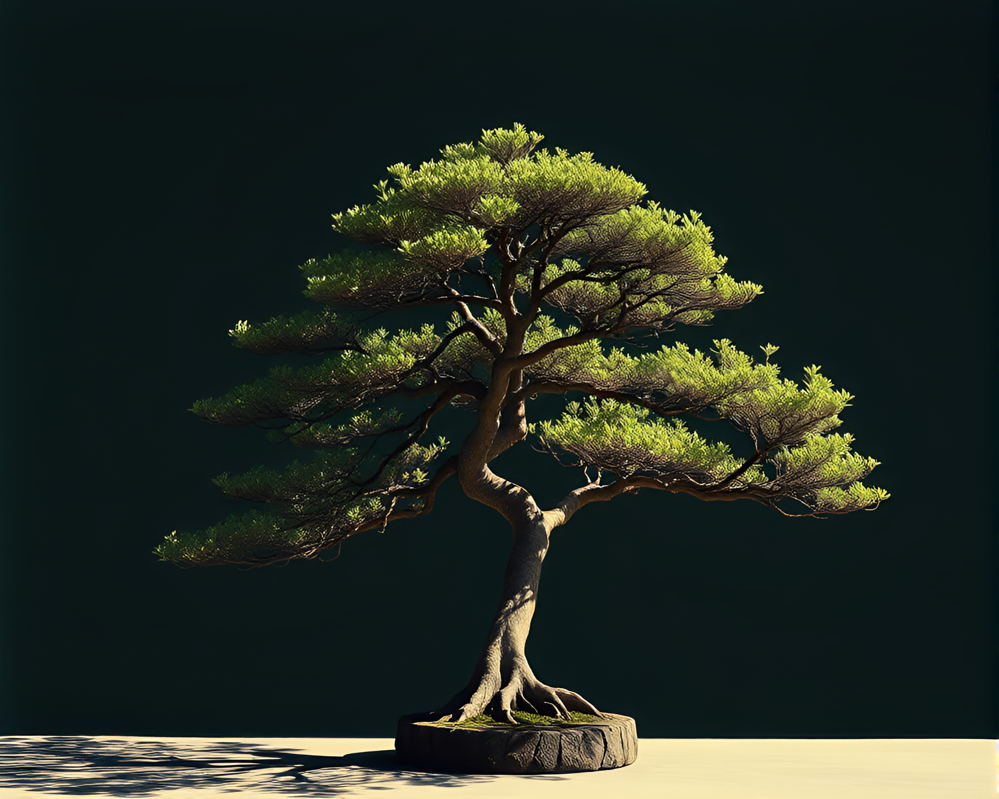 Minimalist Bonsai Tree with Leading Lines Composition – free AI stock image