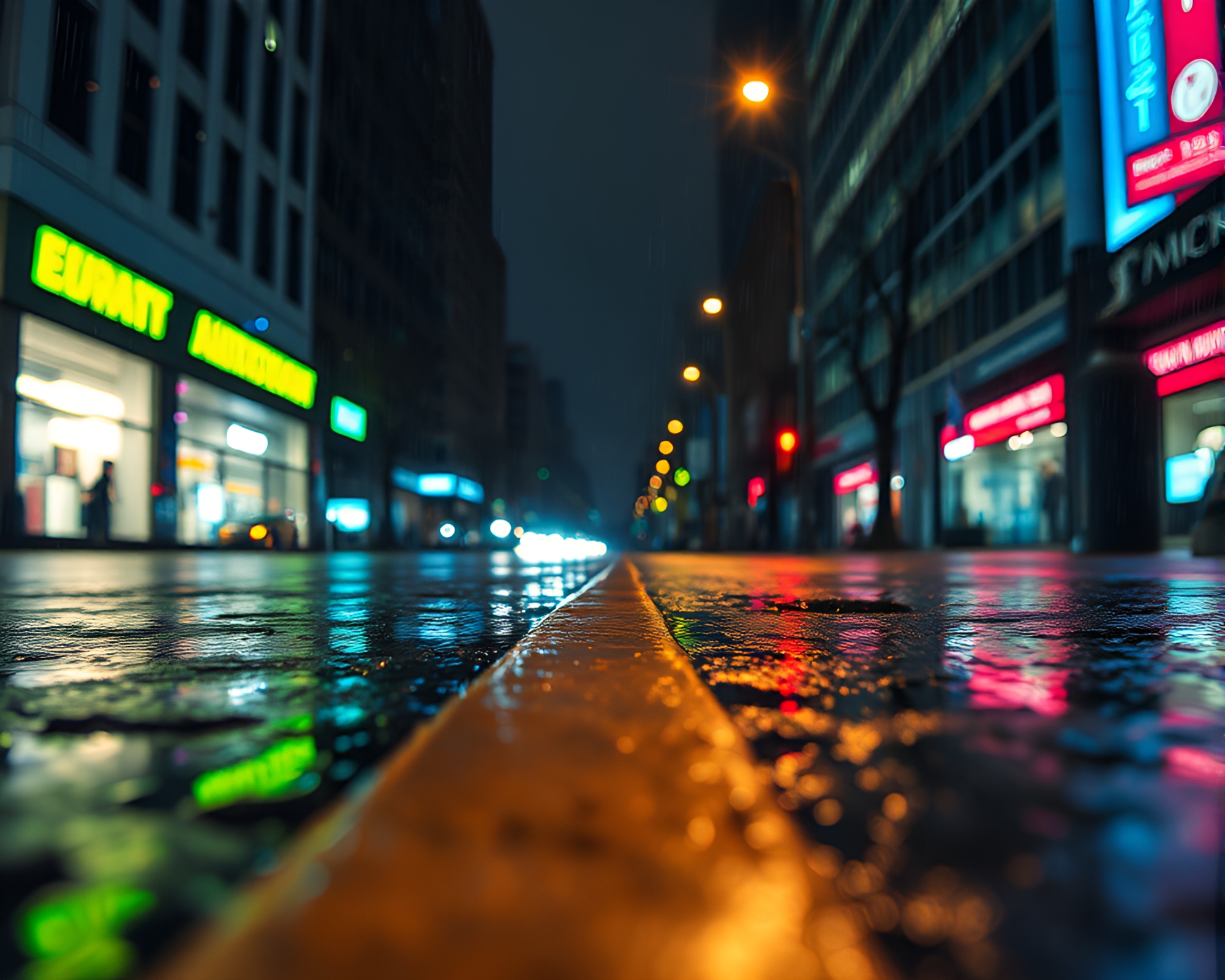 Time Dilation Field on Wet Pavement: Stop-Motion Fantasy – free AI stock image