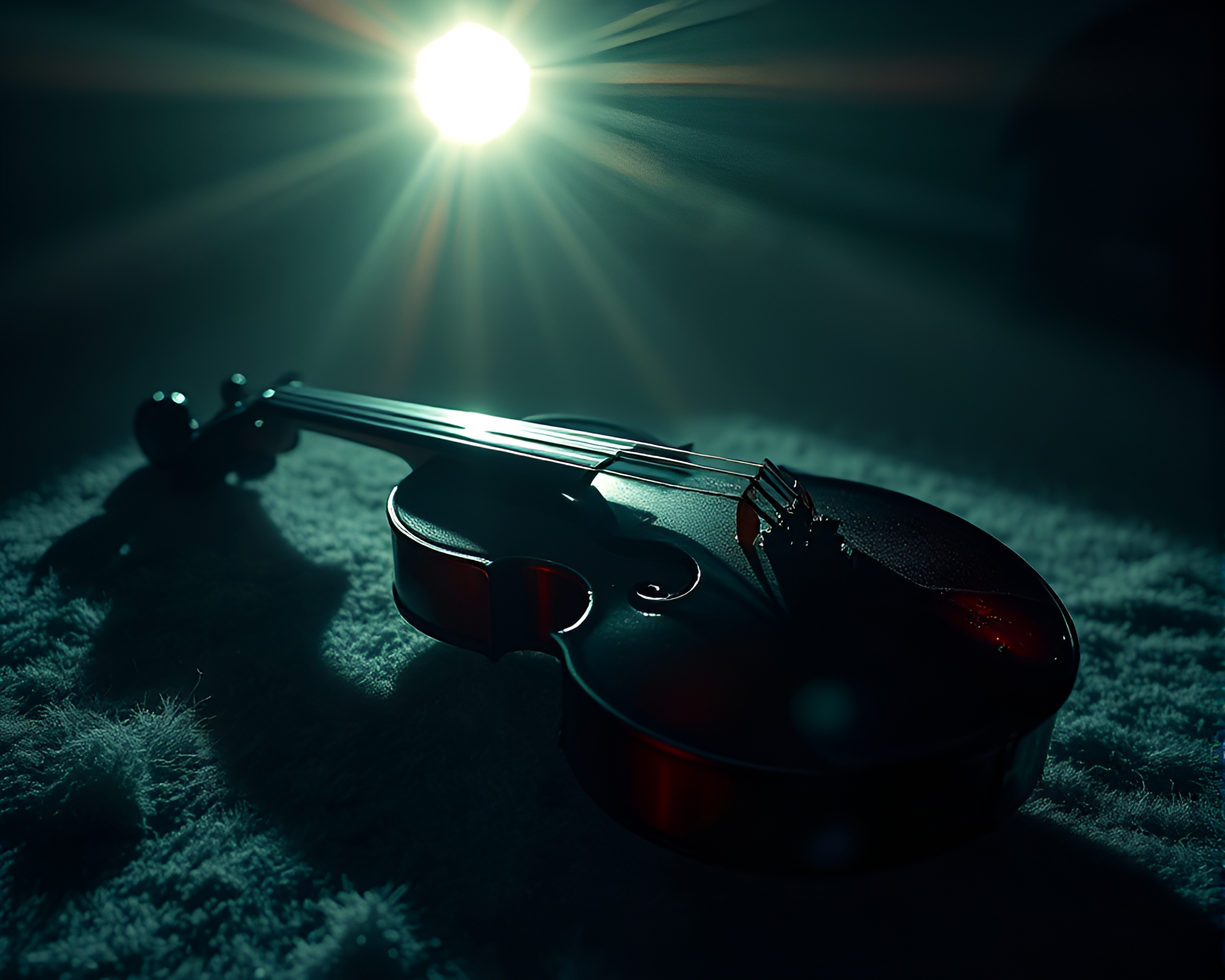 Phosphorescent Wooden Violin in Infrared Backscatter Flare – free AI stock image