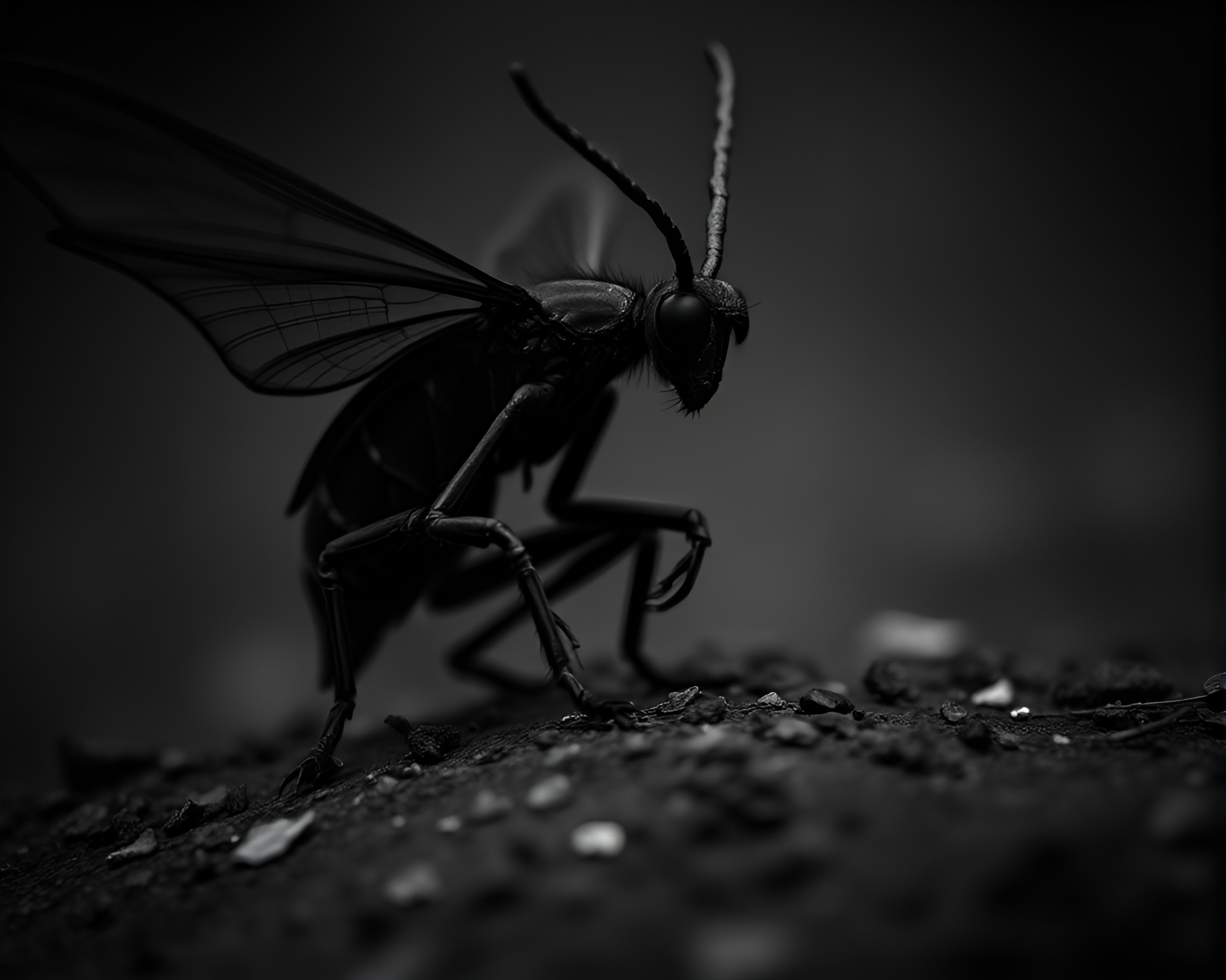 Surreal Nymph in Charcoal Black Noir Fantasy – free AI stock image
