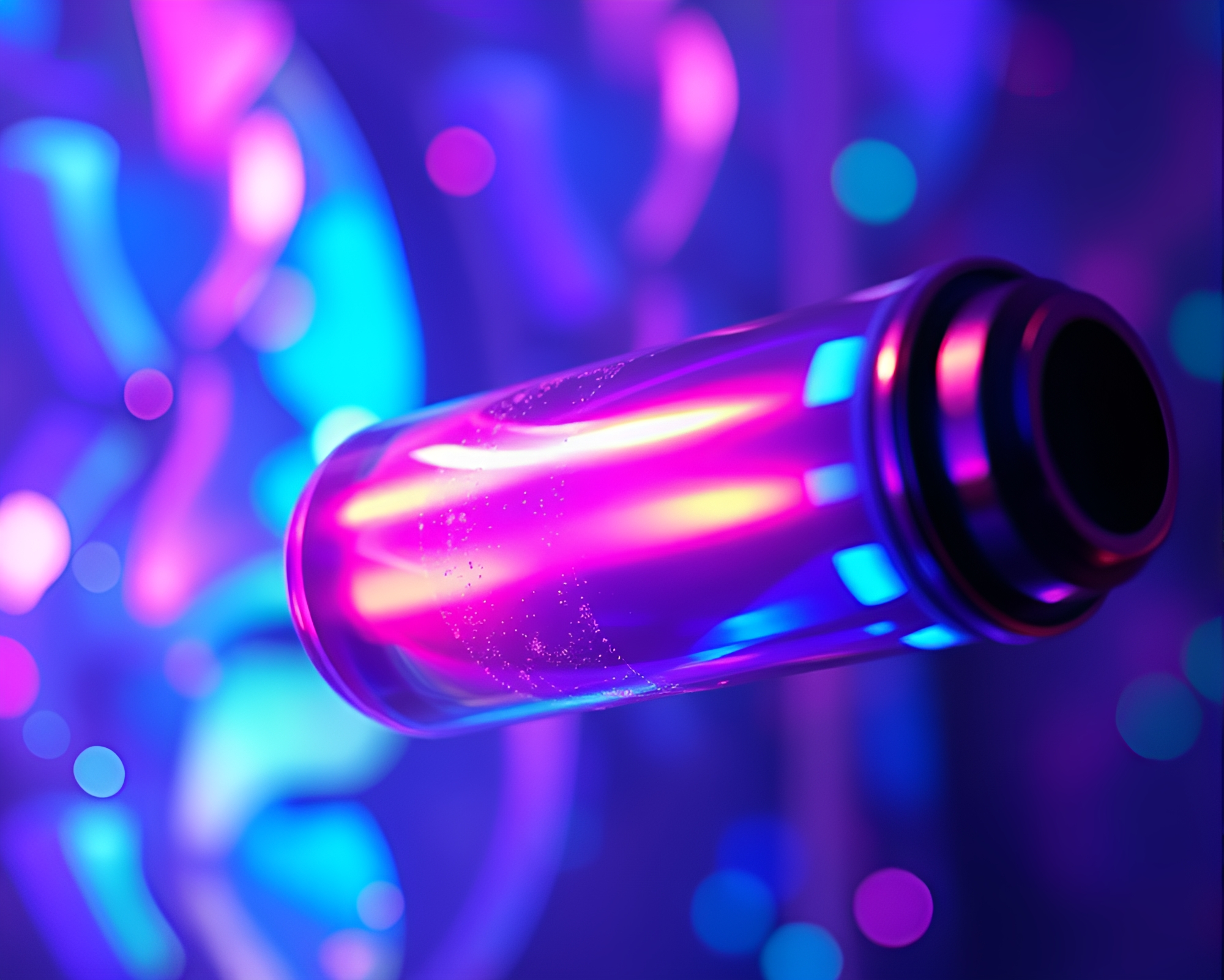 Iridescent Soap Film Telescope with Neon Hologram Effect – free AI stock image