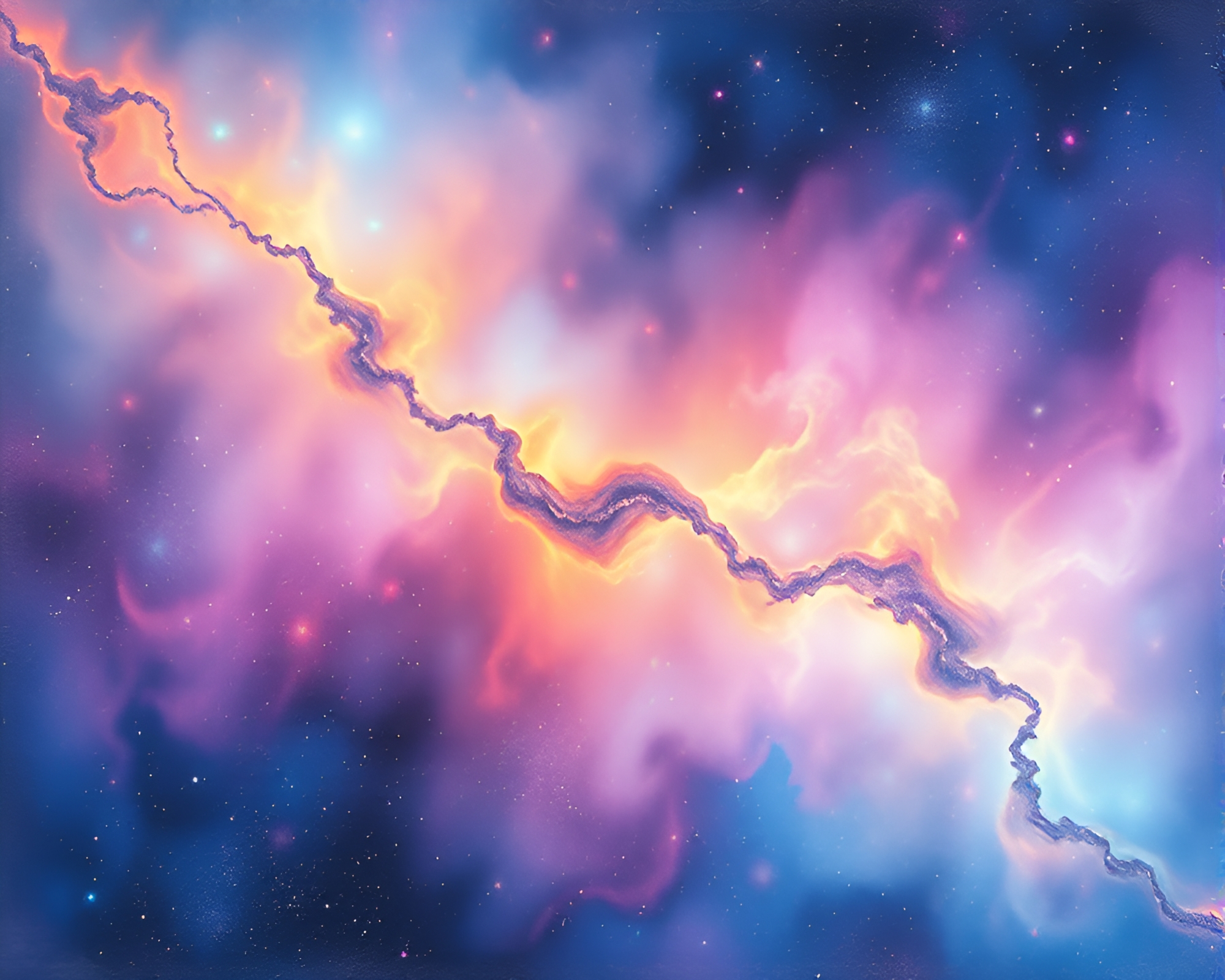 Nebula Fractal with Iridescent Pastel Highlights – free AI stock image