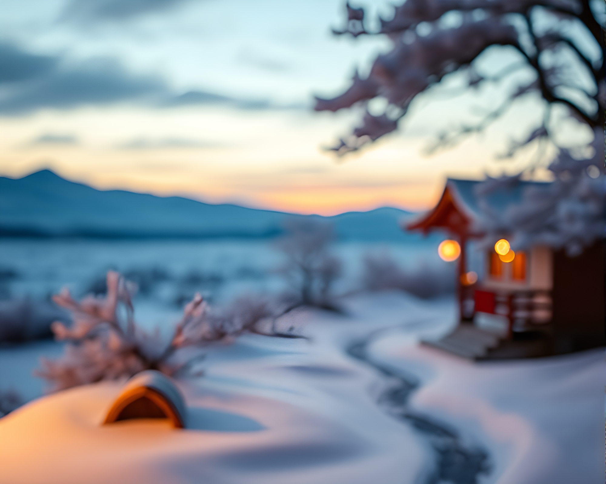 Silk Kimono Wood Grain Polar Twilight Fantasy Miniature – free AI stock image