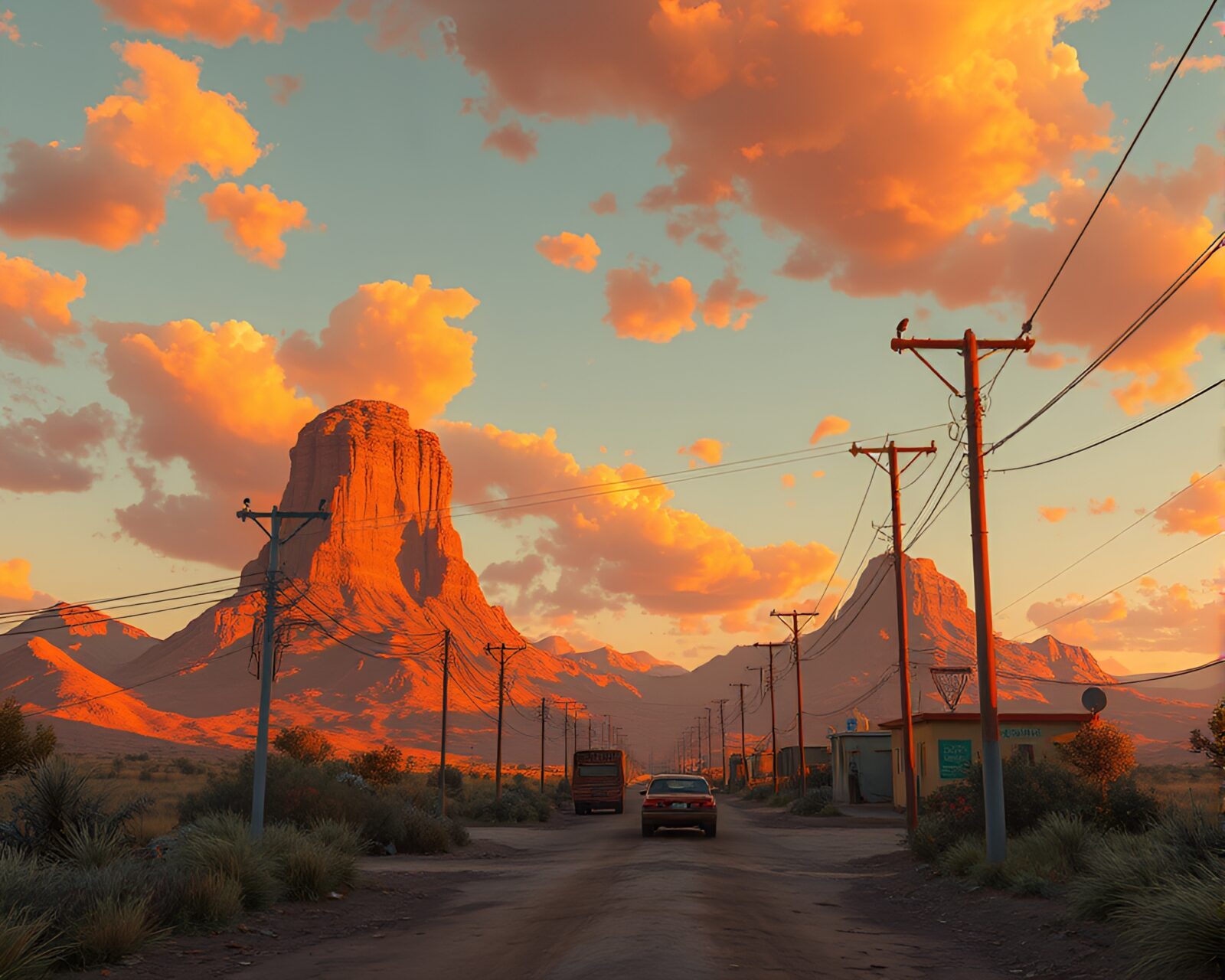 CGI rendered street art tags in warm burnt orange valley