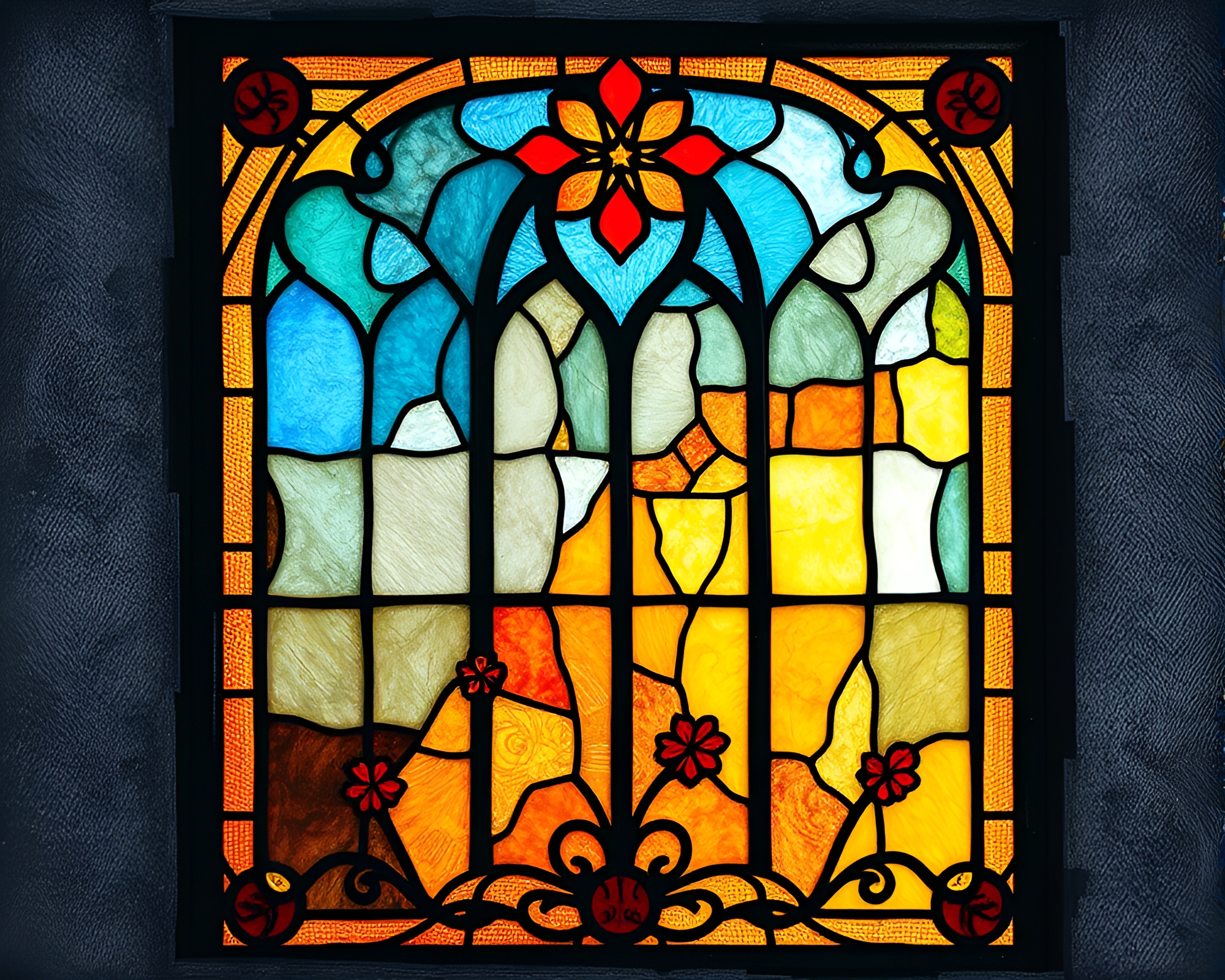 Ethereal Stained-Glass Window in Trompe-l’oeil Style – free AI stock image