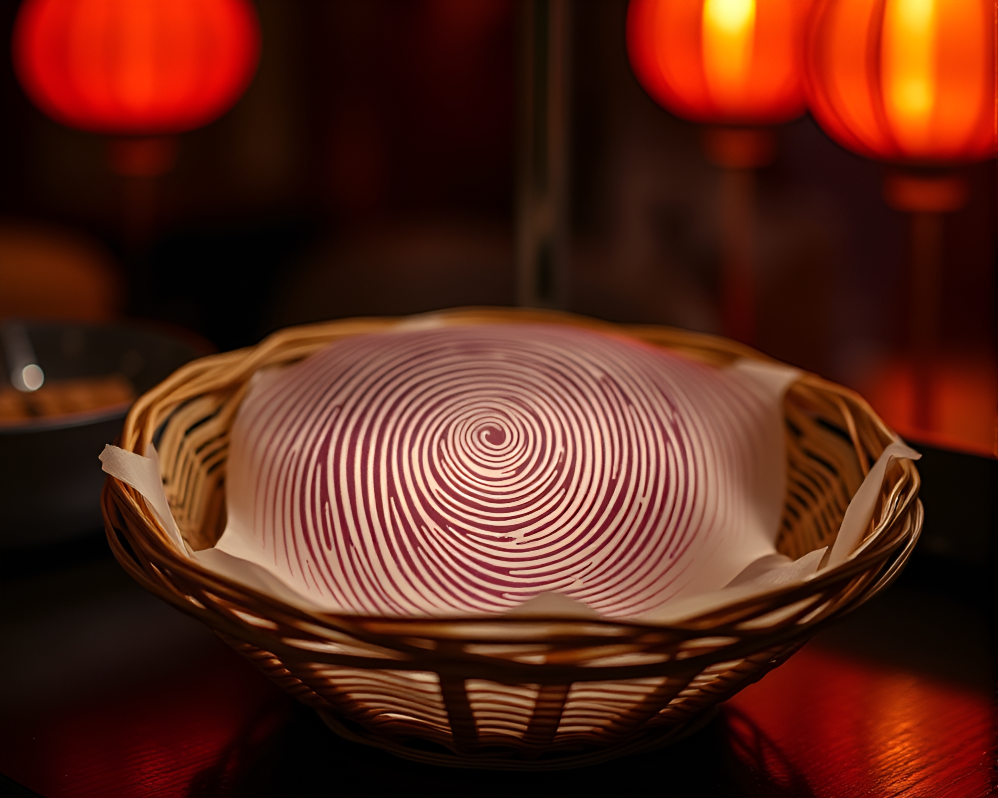 Fingerprint Swirl Dim Sum Basket Theater Scene – free AI stock image