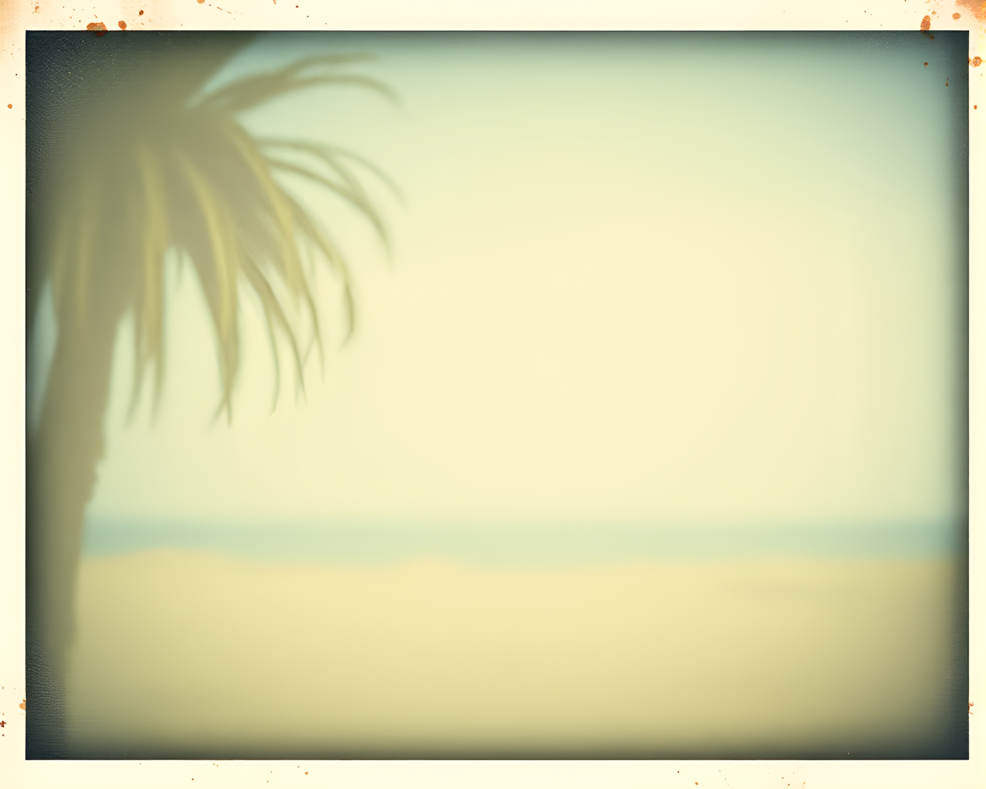 Vintage Oasis: Linocut Oasis Reimagined in Polaroid Nostalgia – free AI stock image