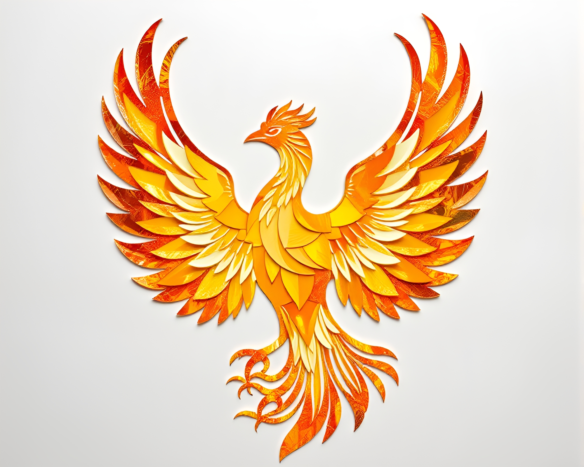 Radiant Phoenix Calligraphy Collage Composition – free AI stock image