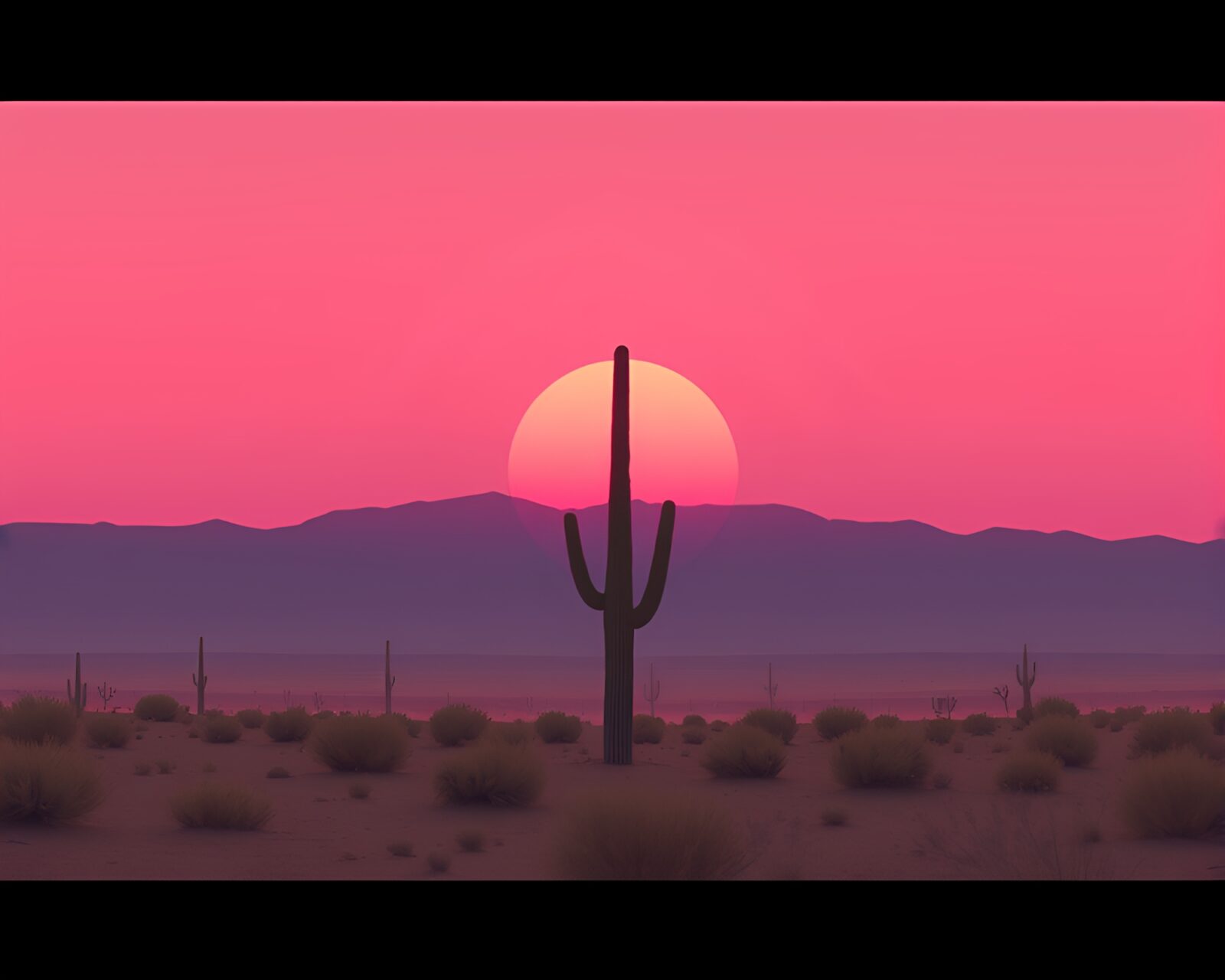 A breathtaking sunrise in a desert landscape painting