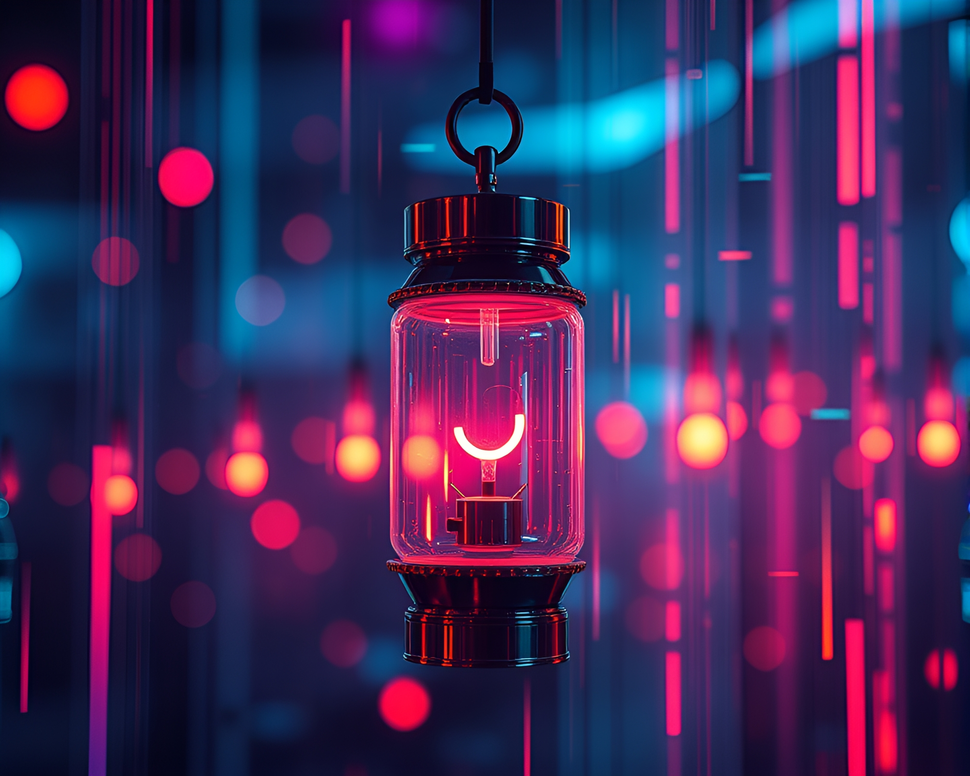 Lantern Reflection: Glitch Medical Illustration – free AI stock image