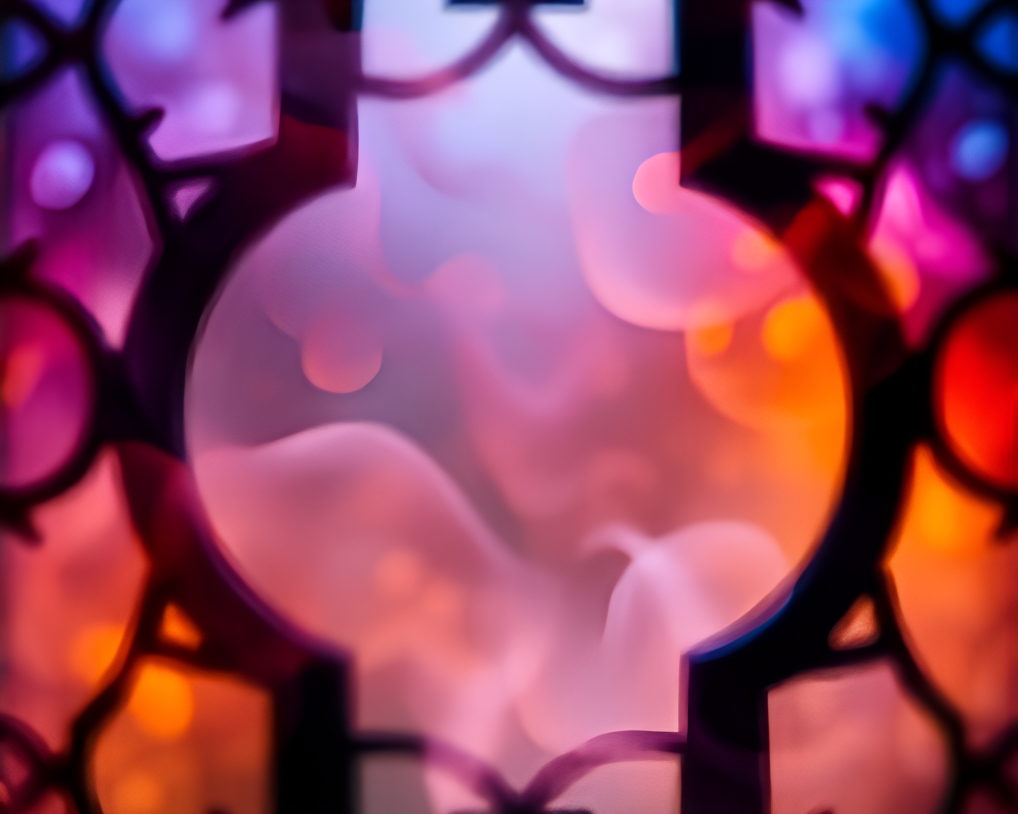 Enigmatic Smoke Rings in Stained-Glass Window – free AI stock image