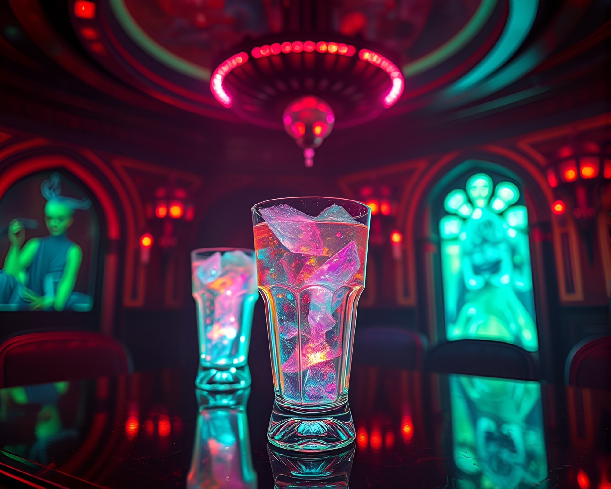 Gothic Horror Hologram Specks Strobe Light Club – free AI stock image