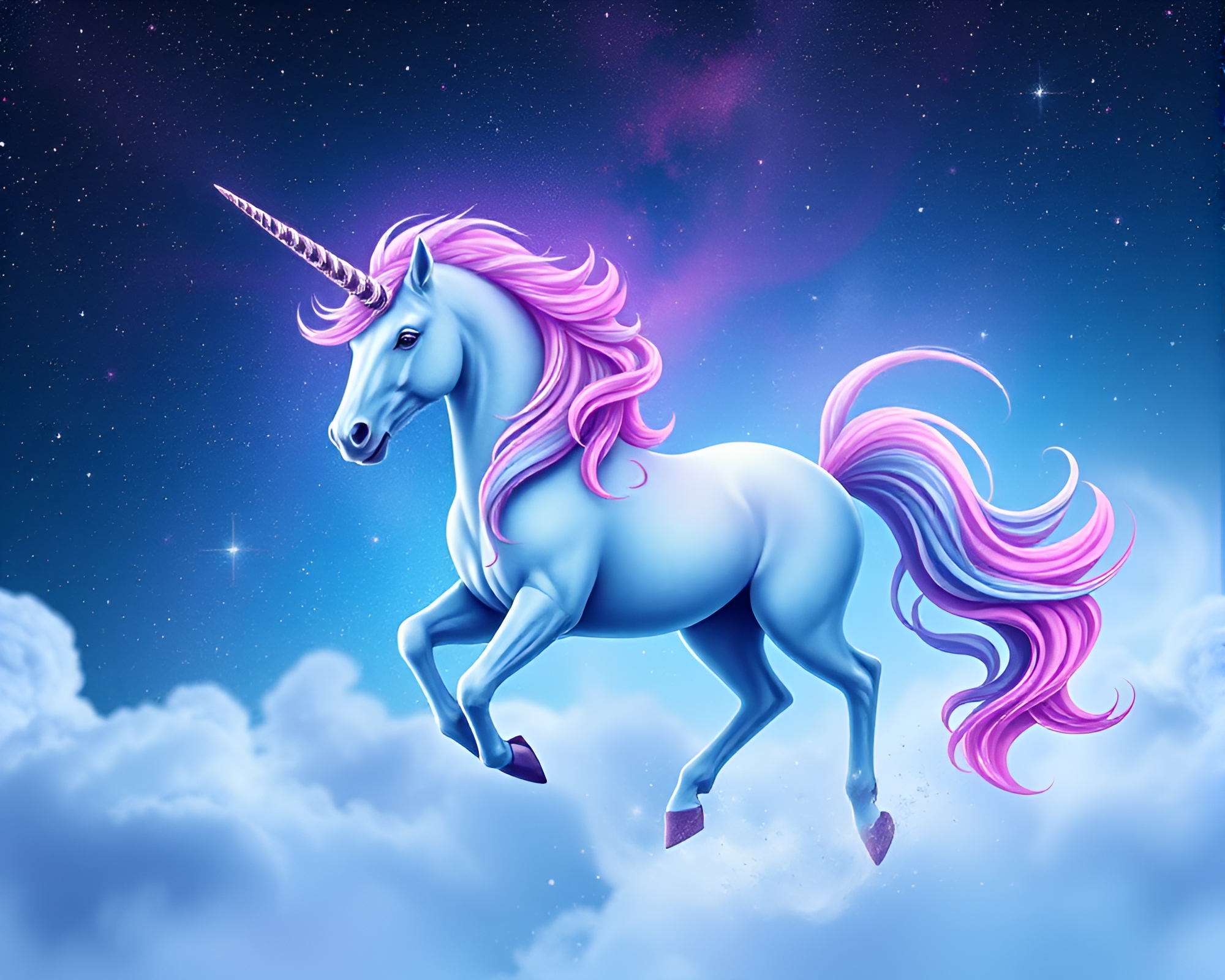 Ethereal Unicorn in Galactic Studio Swirl – free AI stock image