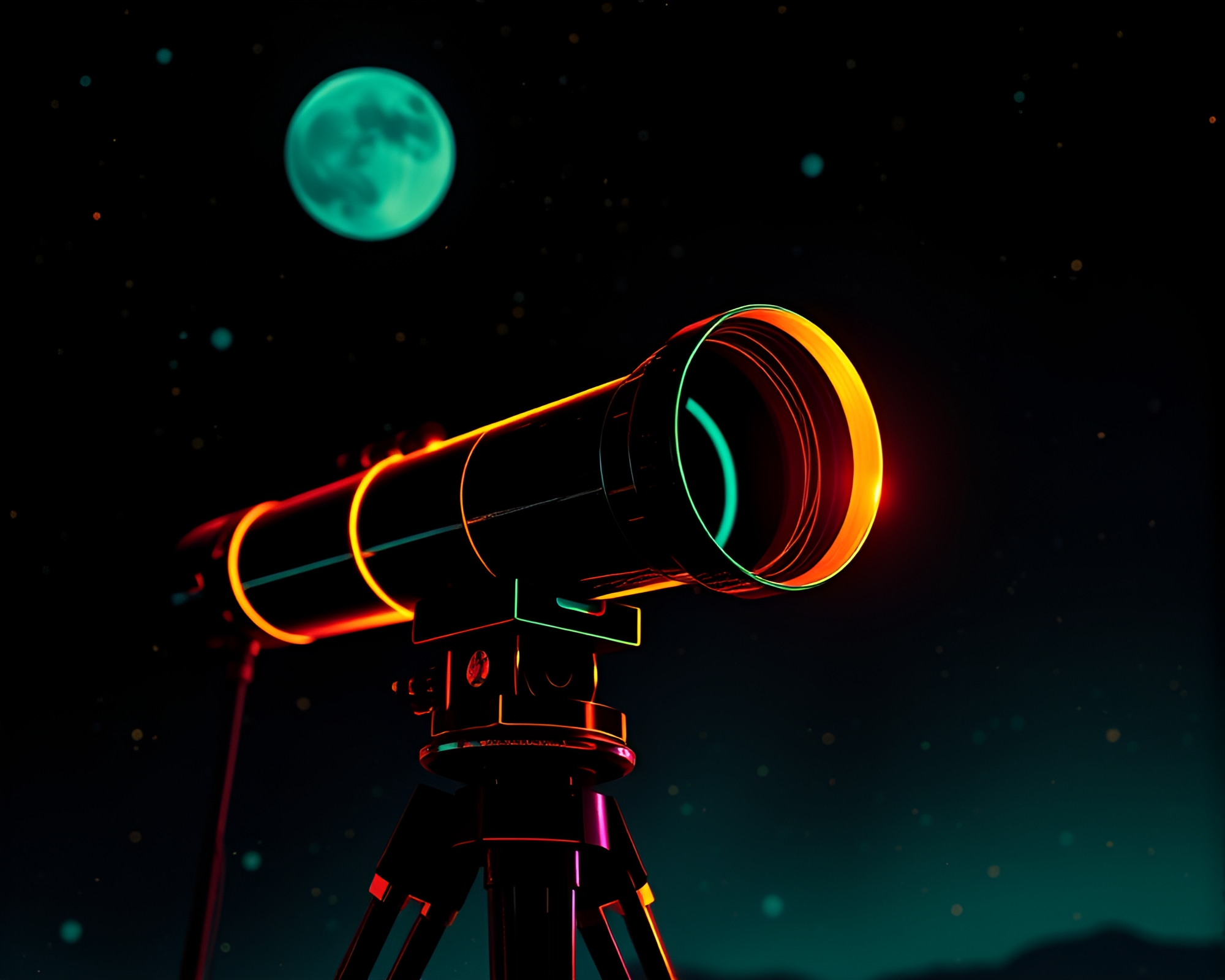 Vintage Telescope Through Vector Halftone Prism – free AI stock image