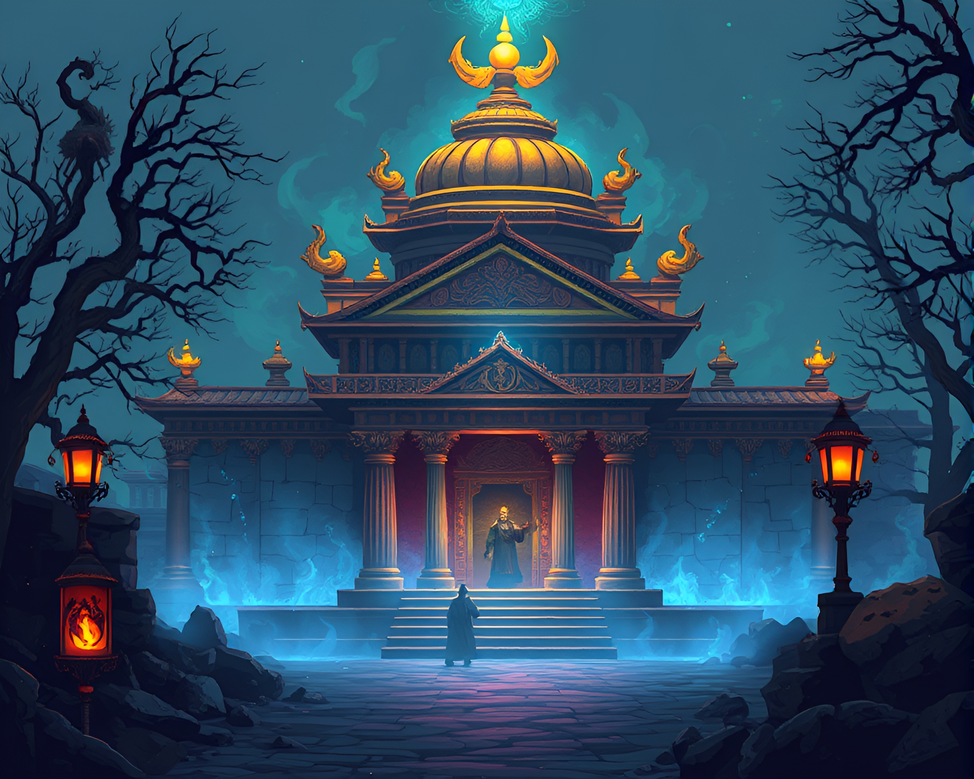 Pixel Art Temple Sorcery Aura Glow – free AI stock image