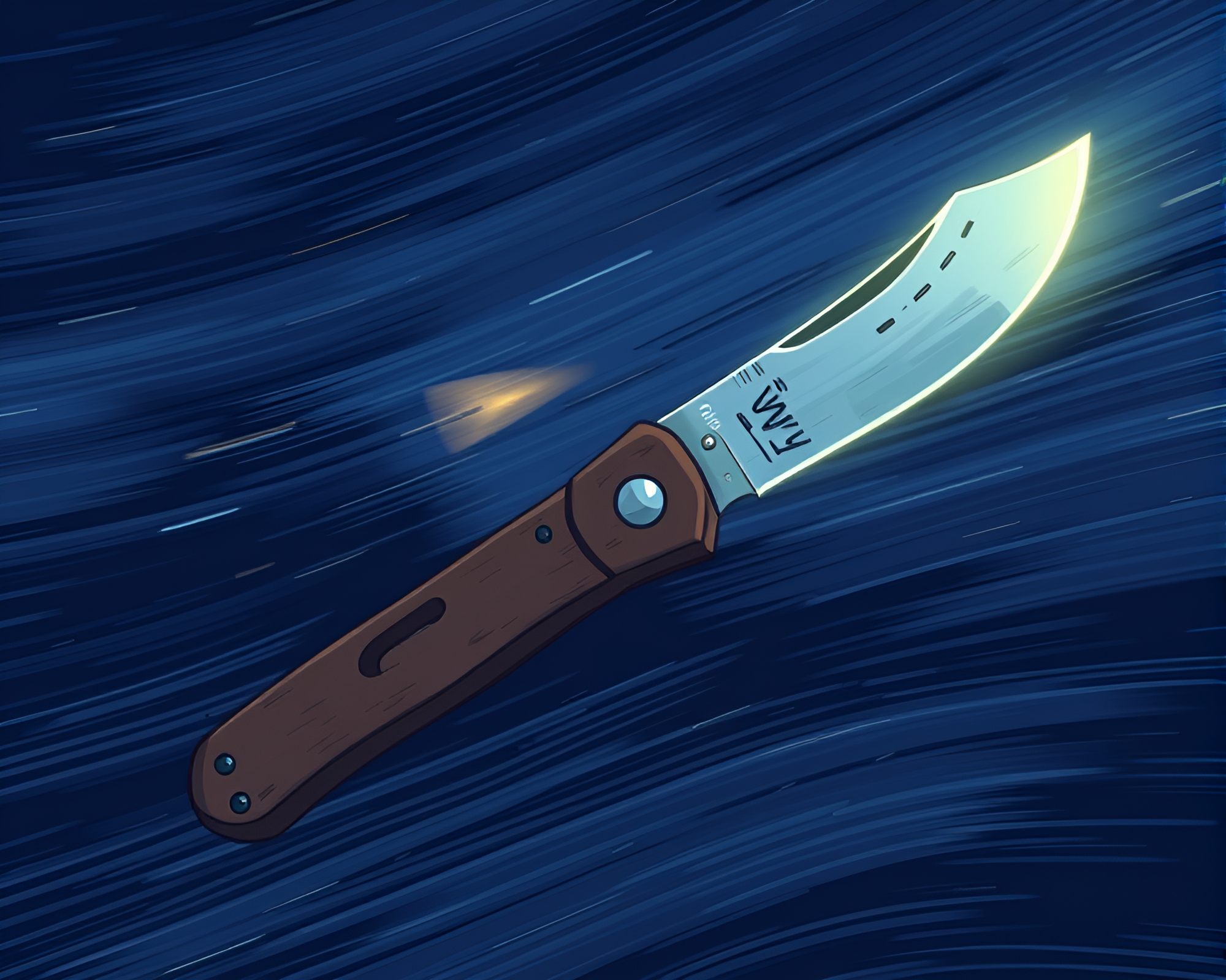 Rusty Pocketknife in Indigo Mystery Cartoon Style – free AI stock image