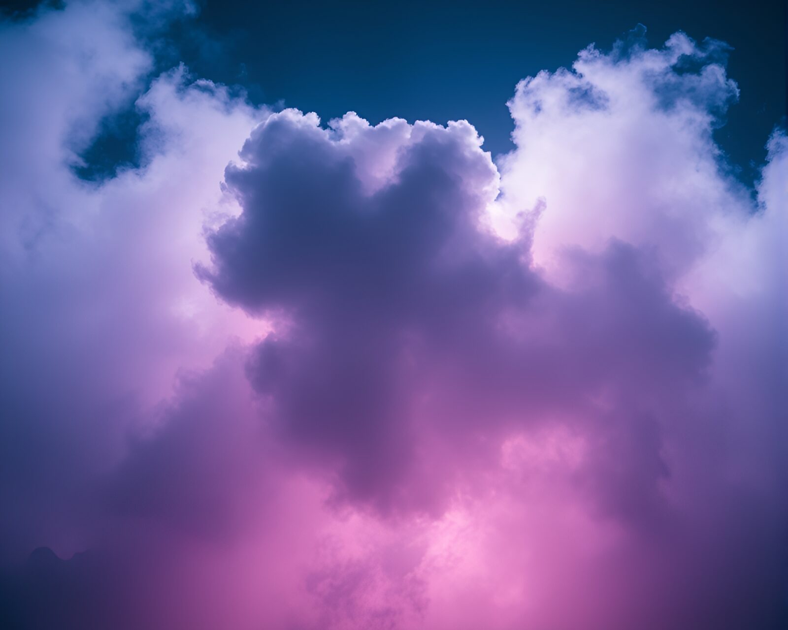 A vibrant explosion cloud in a misty, neon synthwave setting