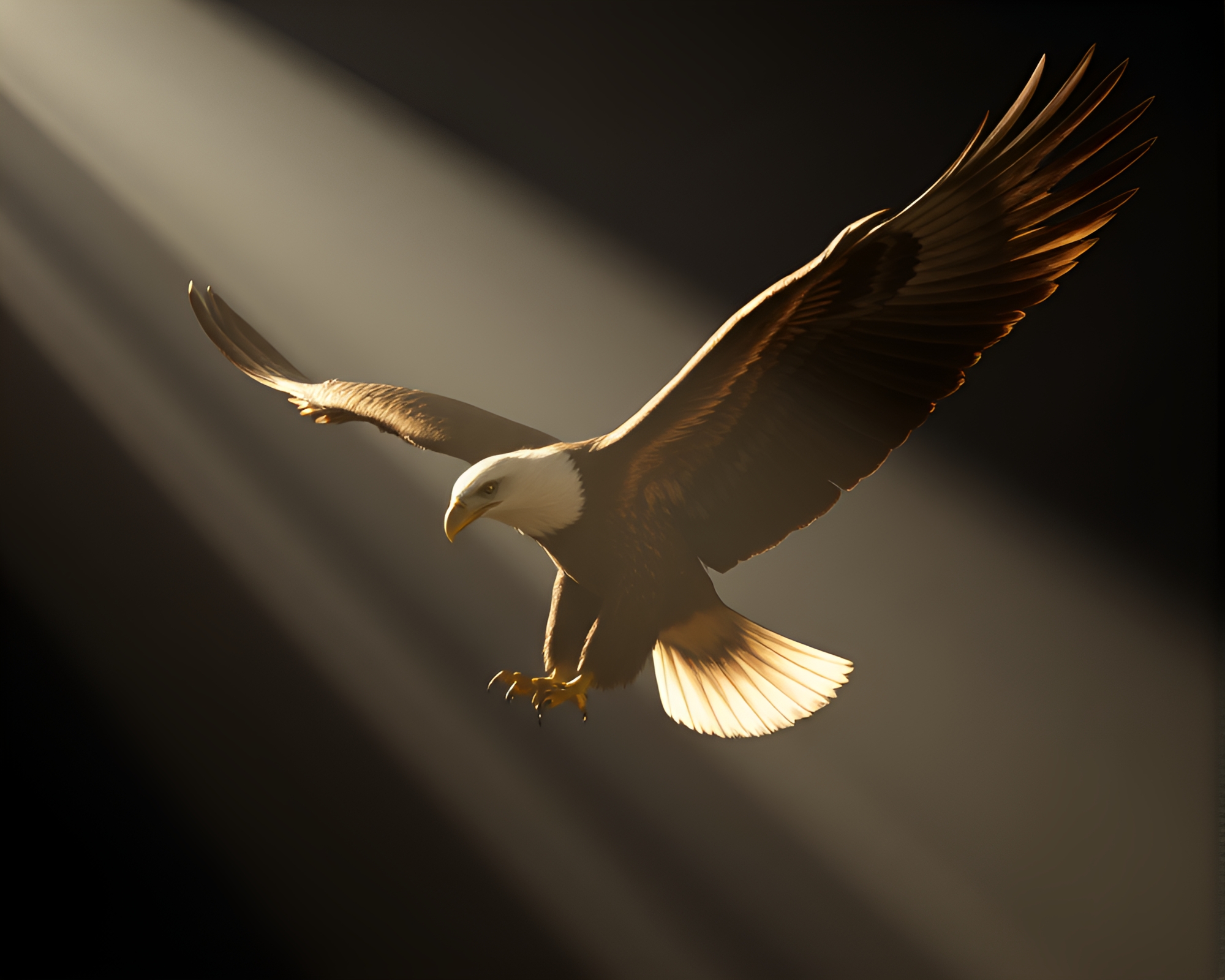 Ethereal Eagle in Retro Digital Shadow Play – free AI stock image