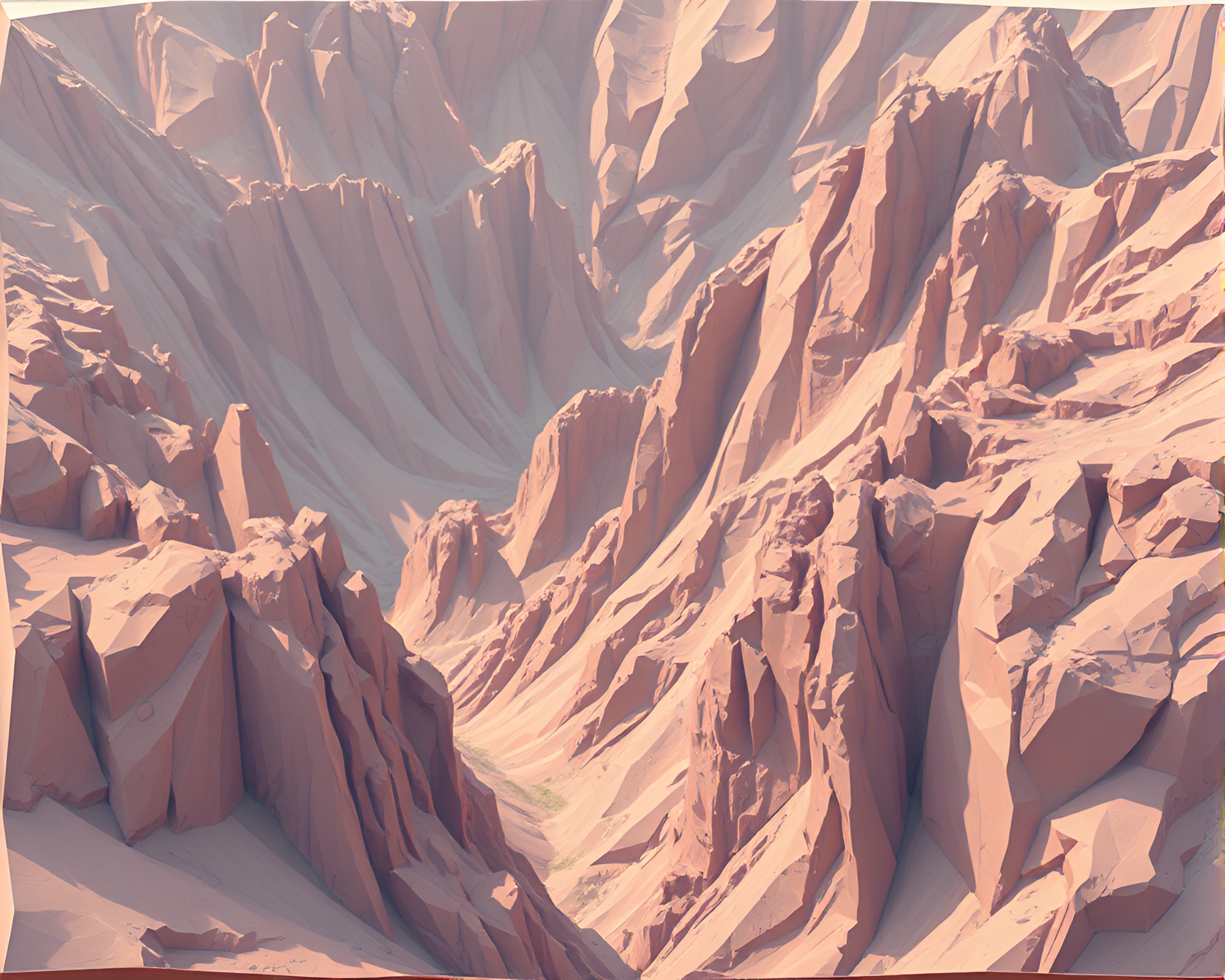 Glacier Canyon Voxel Art Shading Strokes Composition – free AI stock image