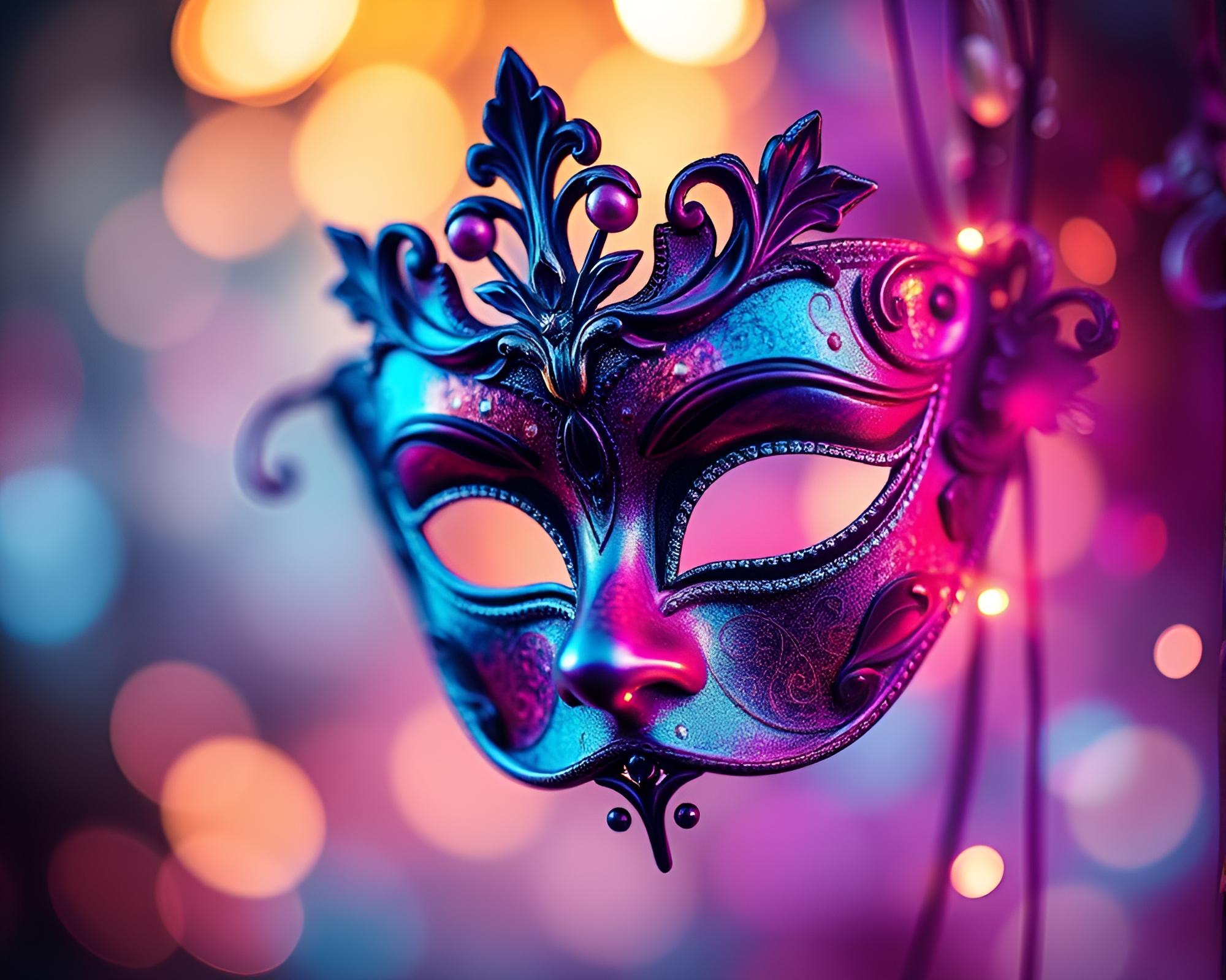 Venetian Mask Festival: Aurora Photocollage Composition – free AI stock image