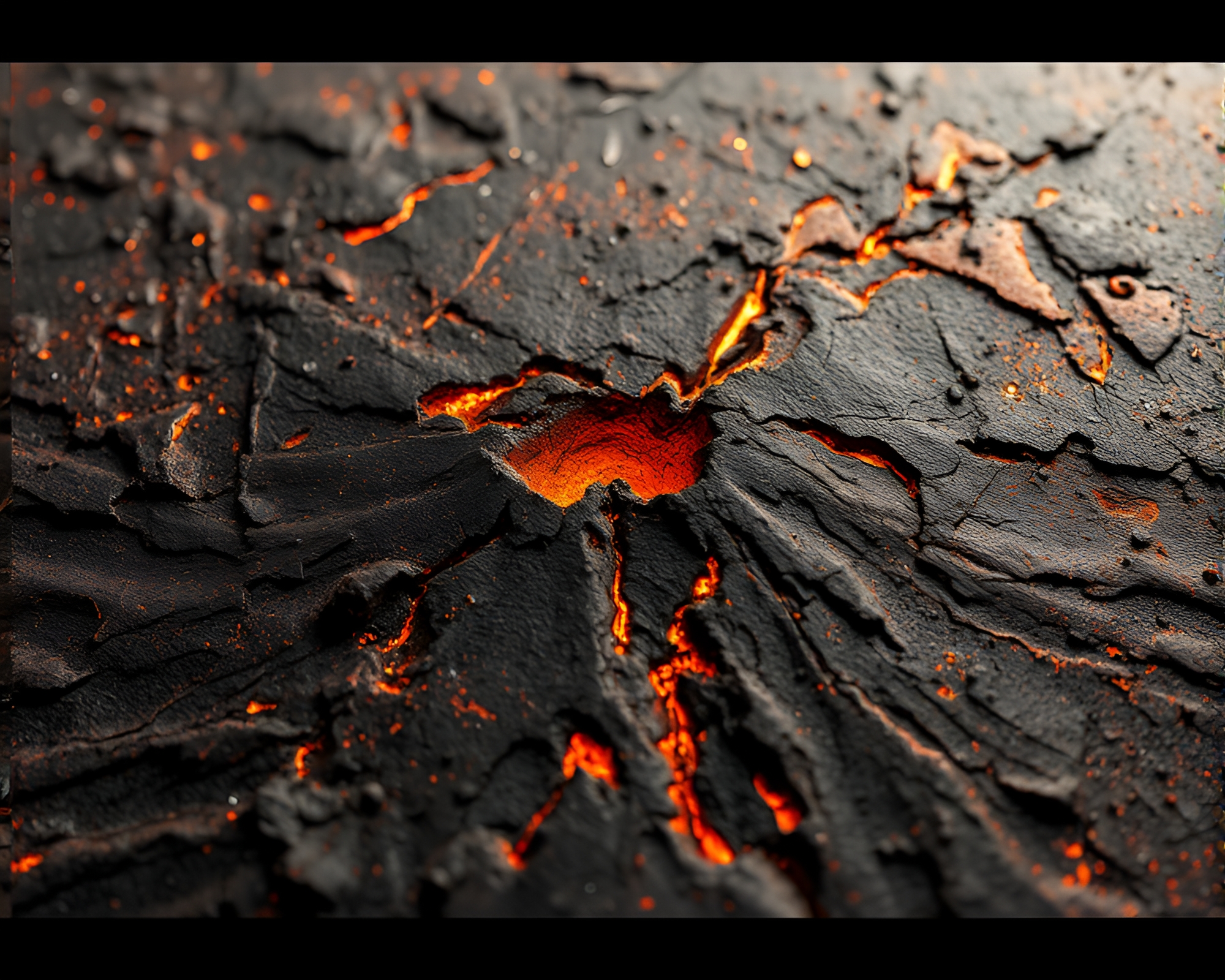 Crater of Molten Metal: A Glitch in the Volcanic Core – free AI stock image