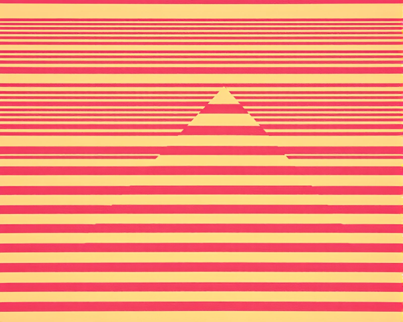 80s VHS style image of pyramid in striped sepia
