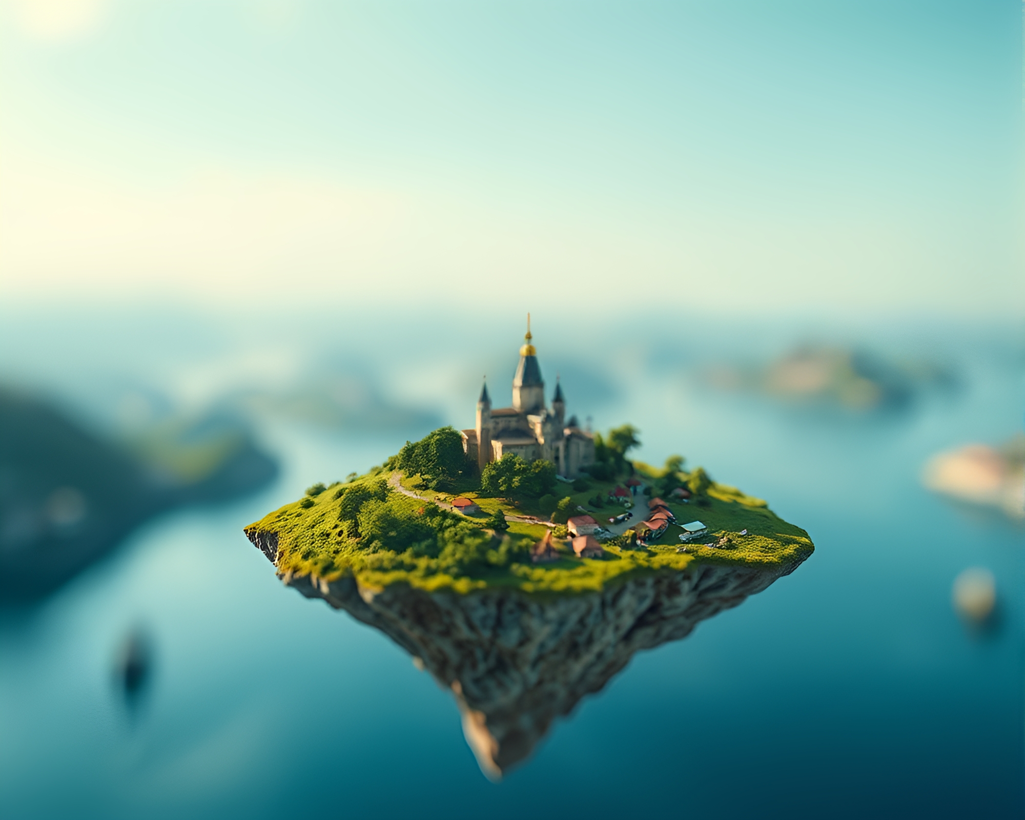 Majestic Tilted Floating Island in Miniature Scale – free AI stock image