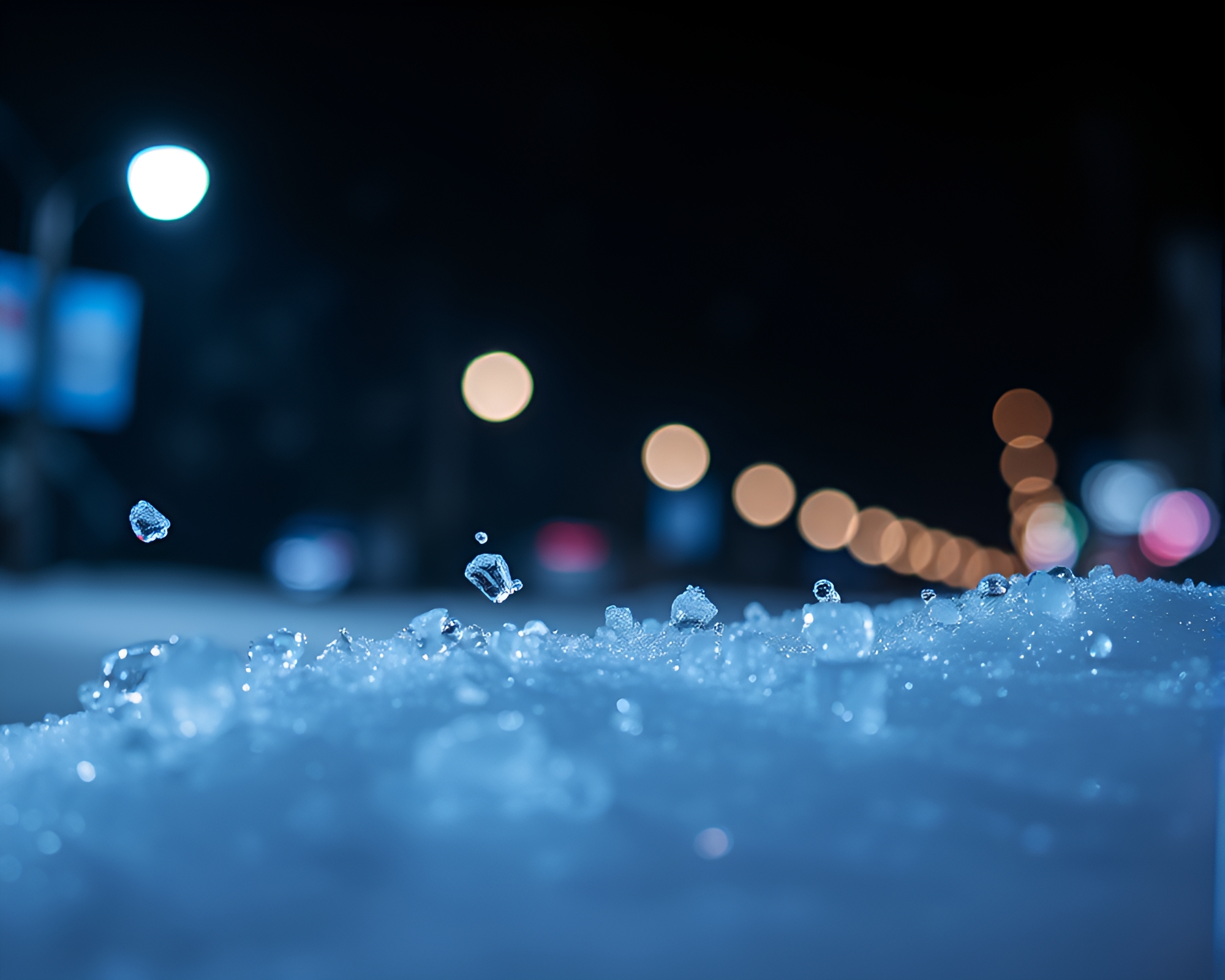 Glowing Streetlamp Fruit Tart with Ice Crystals Composition – free AI stock image