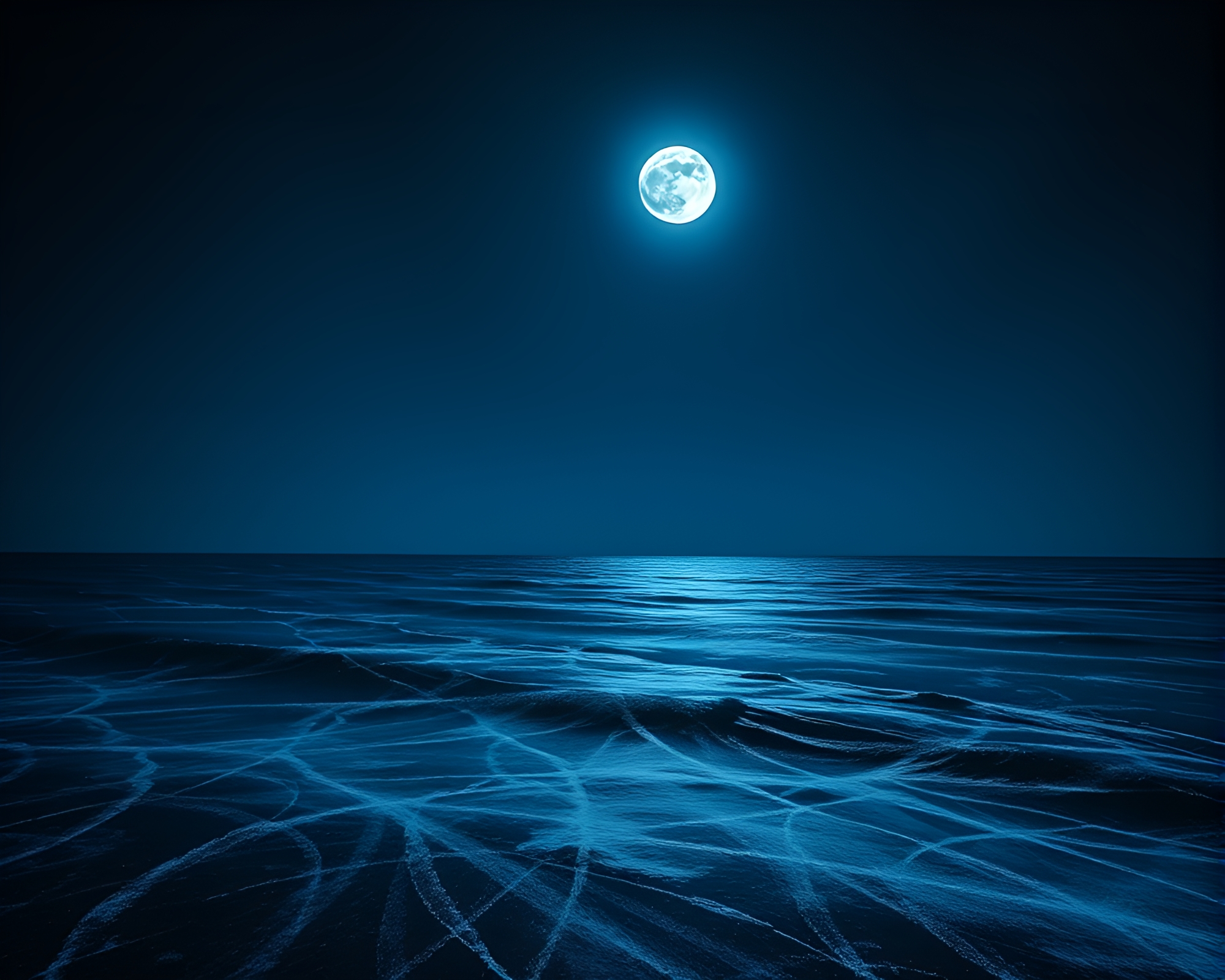 Moonlit sea plane with chalk scrawls – free AI stock image
