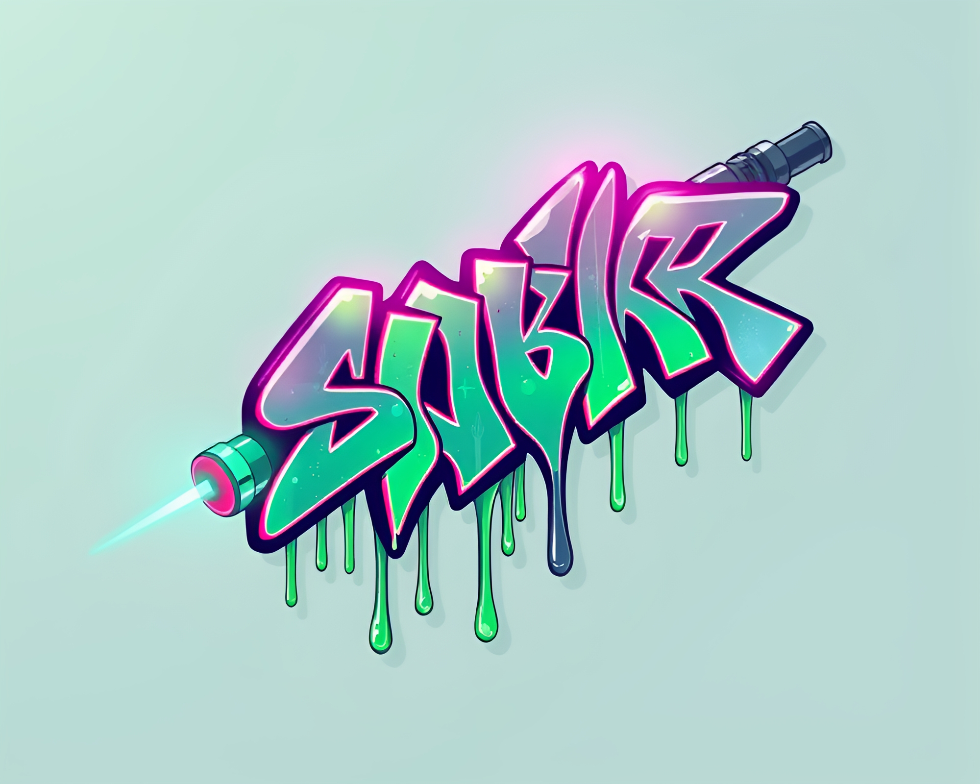 Neon Plasma Rifle Graffiti Artwork – free AI stock image