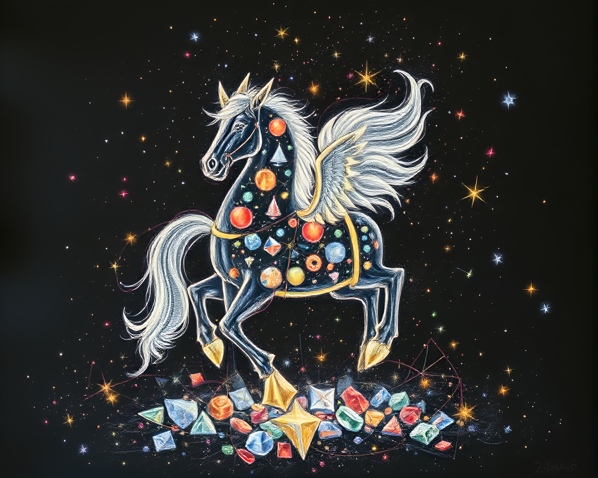 Centaur in Kaleidoscope Lantern Light Fragment Drawing – free AI stock image