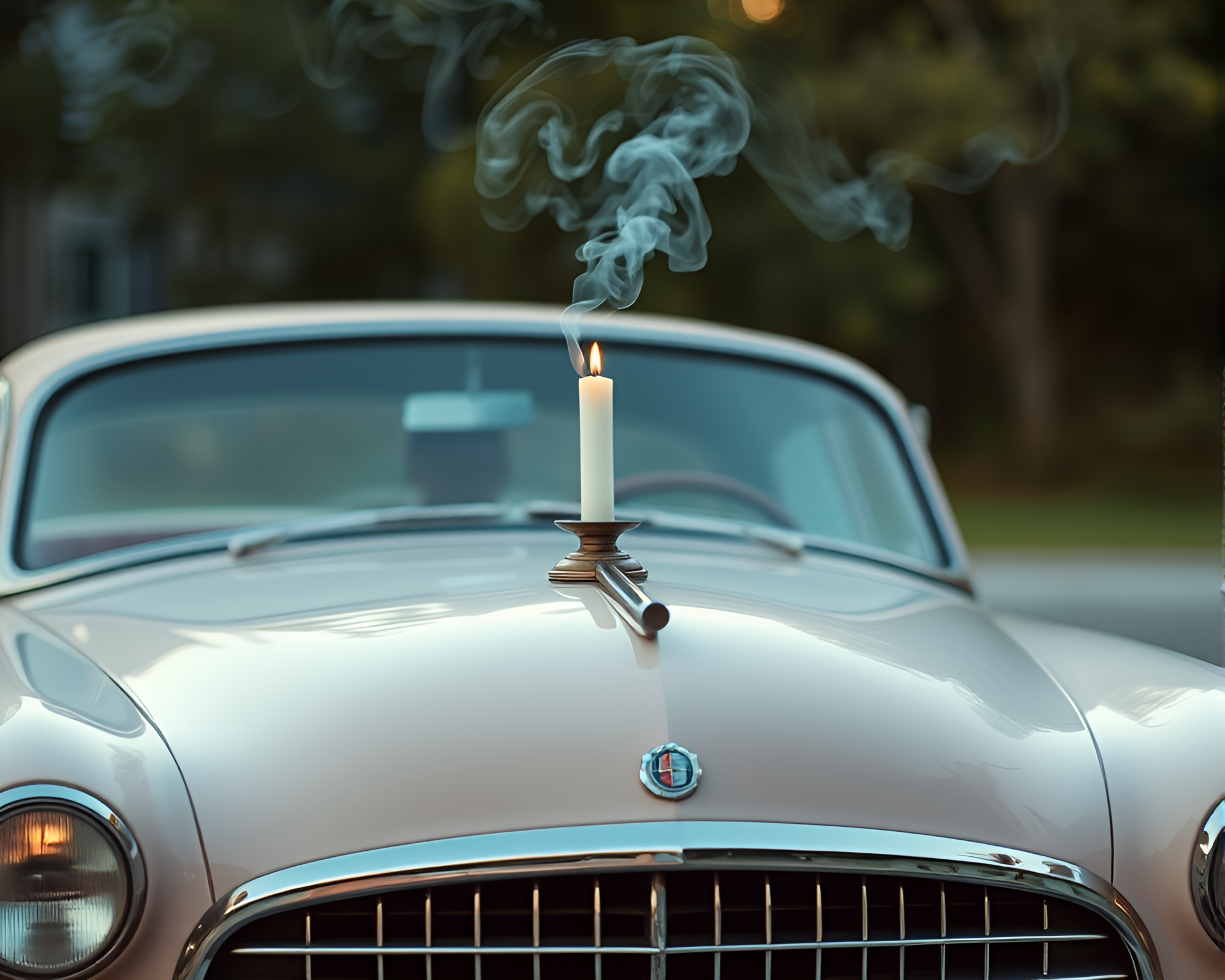 Vintage Car in Soft Candle Smoke – free AI stock image